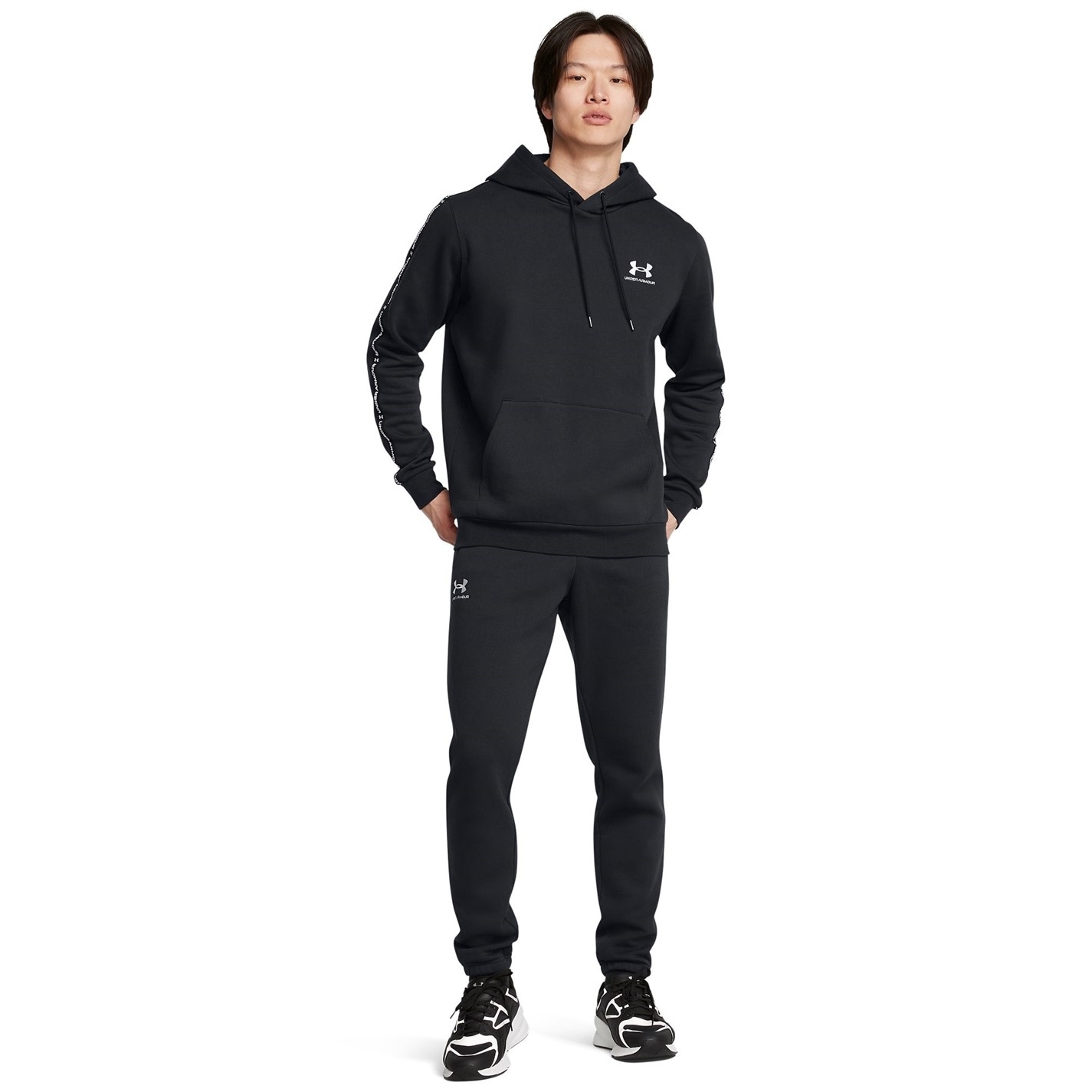 Mikina Under Armour Black 4711857 Icon Fleece Taping Hoodie Mens - 4