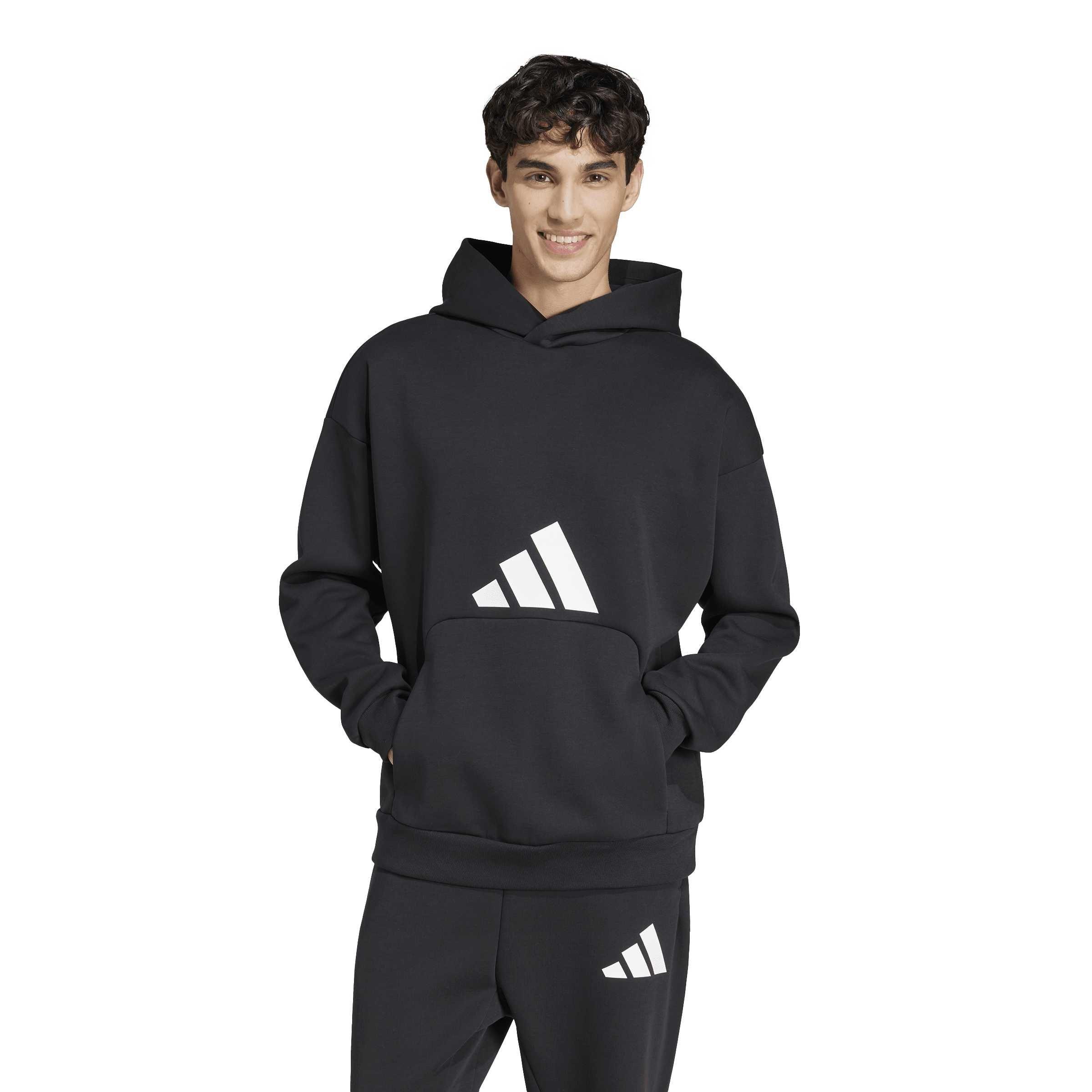 Mikina adidas Black 489243 Men's 3-Bar Over the Head Hoodie - 1