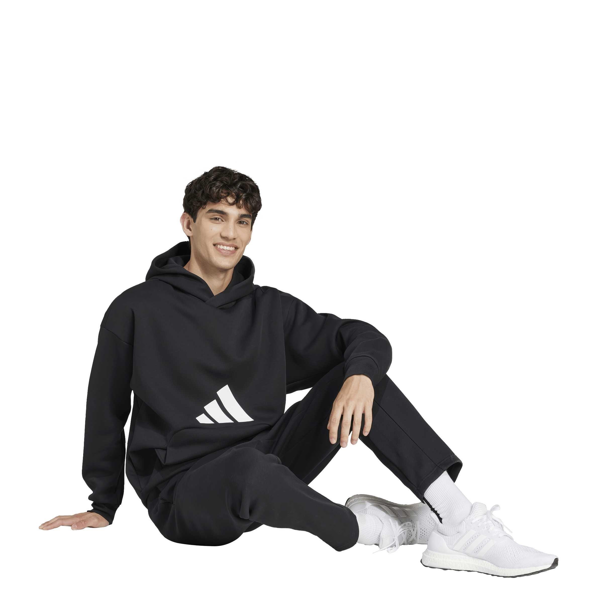 Mikina adidas Black 489243 Men's 3-Bar Over the Head Hoodie - 5