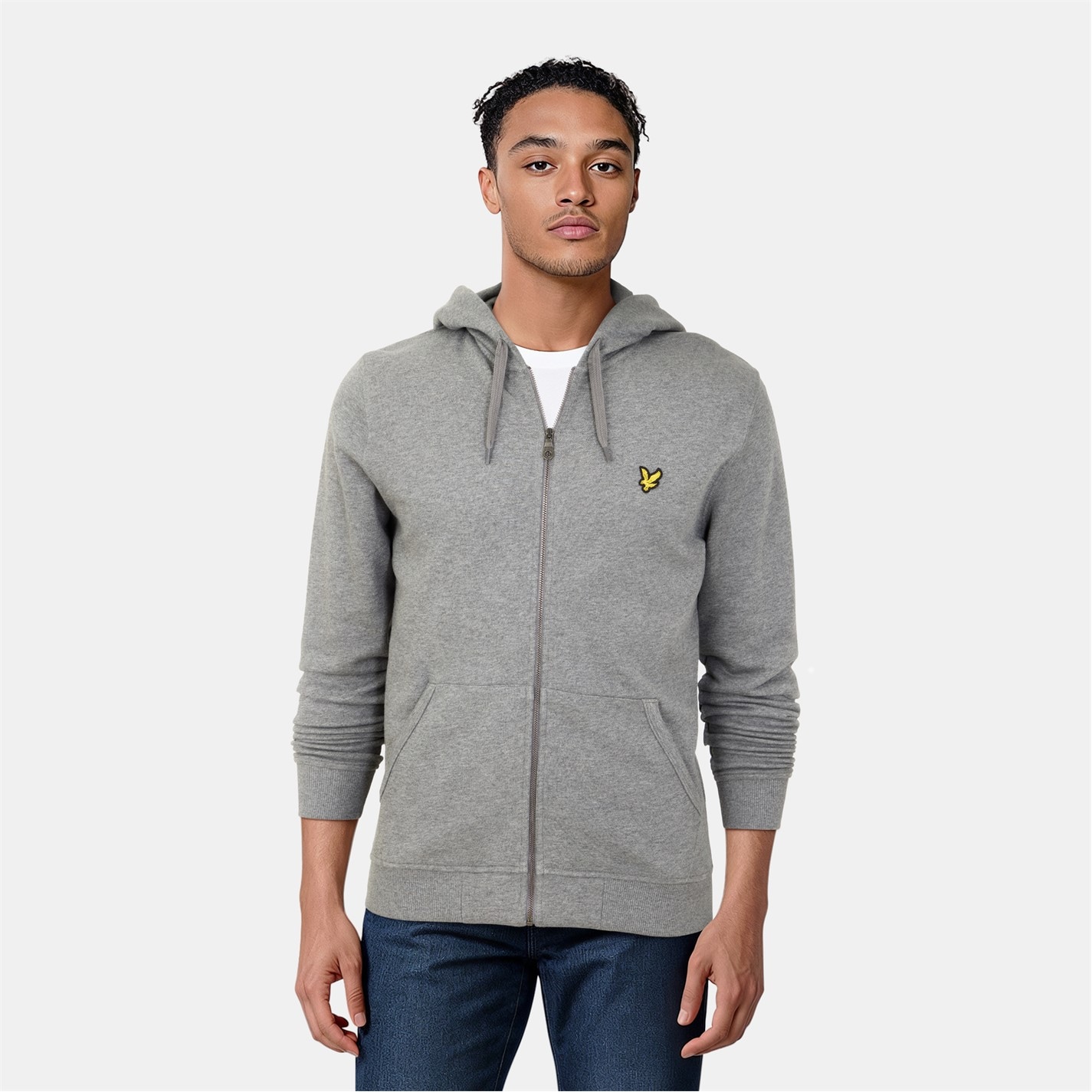 Mikina Lyle and Scott MidGreyMarl 6703983 Zip Through Hoodie Mens - 3