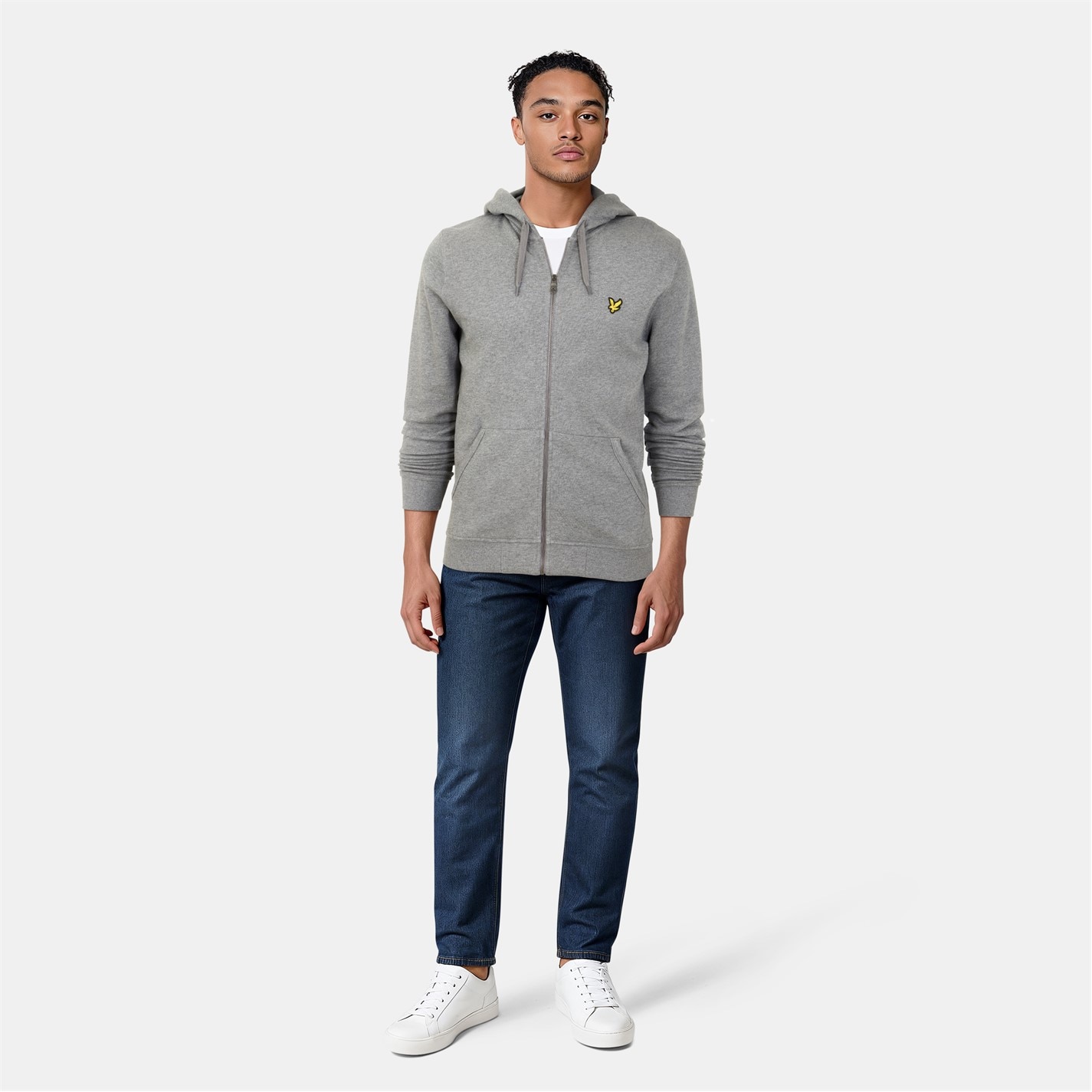 Mikina Lyle and Scott MidGreyMarl 6703983 Zip Through Hoodie Mens - 6