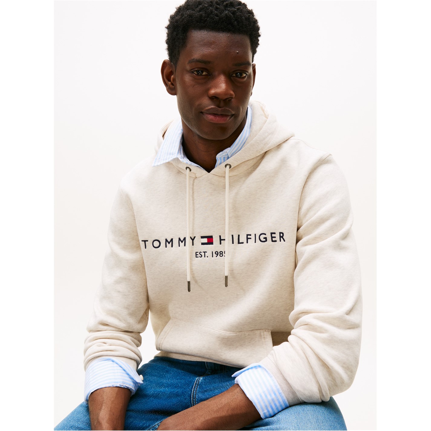 Mikina Tommy Hilfiger Oatmilk 9968703 Logo Hoodie - 2