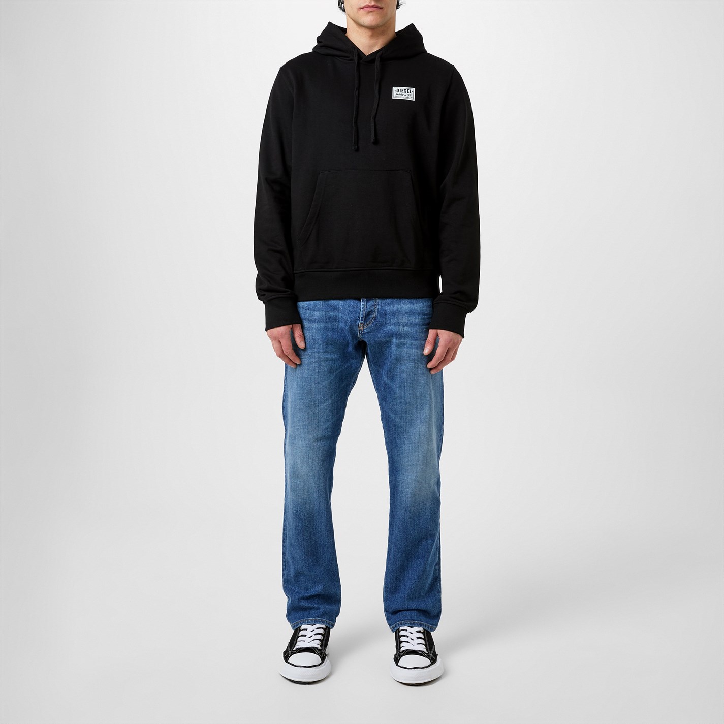 Mikina Diesel Black 9XX 7850429 Patch Logo OTH Hoodie Mens - 4