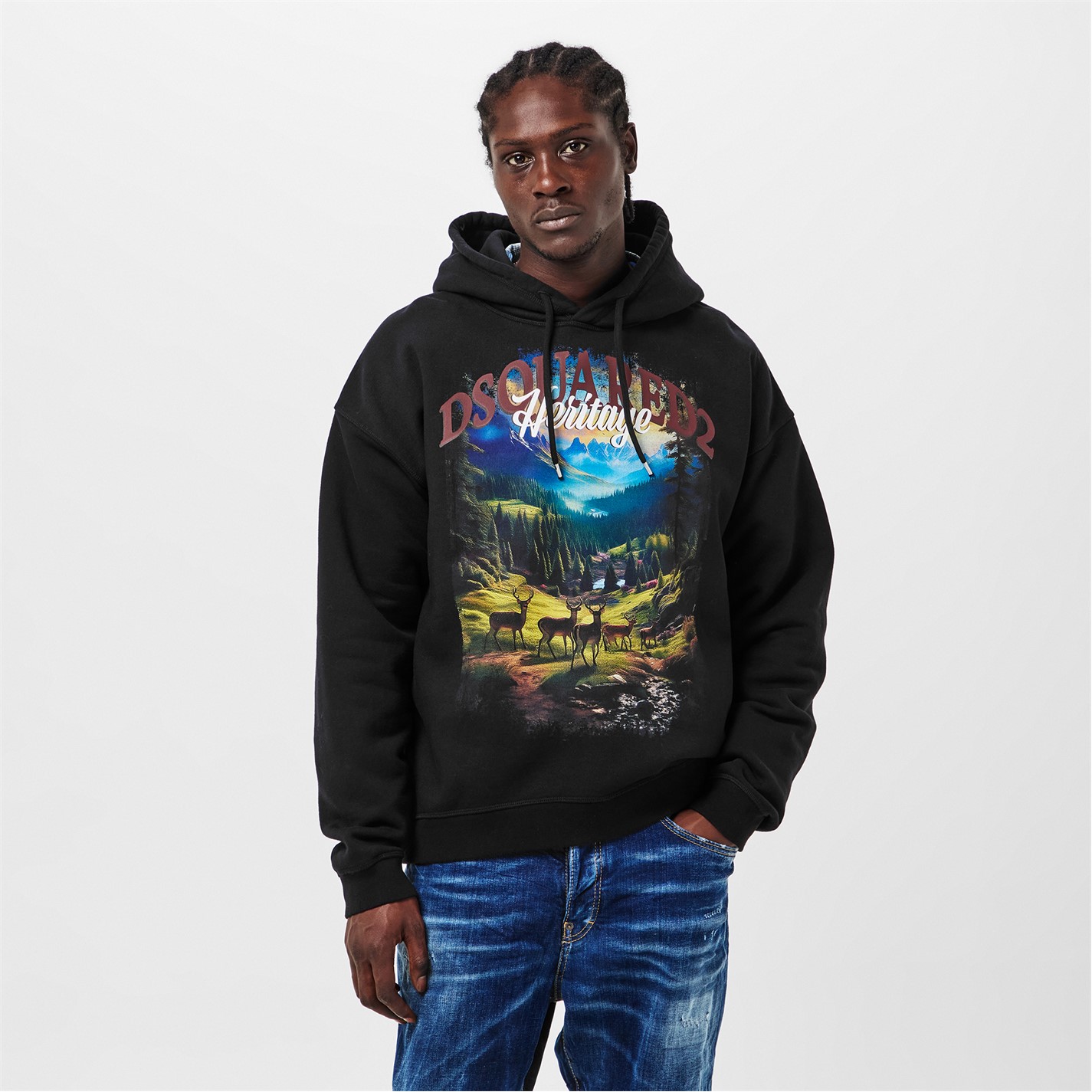 Mikina DSQUARED2 Black 8258738 Men's DSQ Heritage Pull Over Hoodie - 3