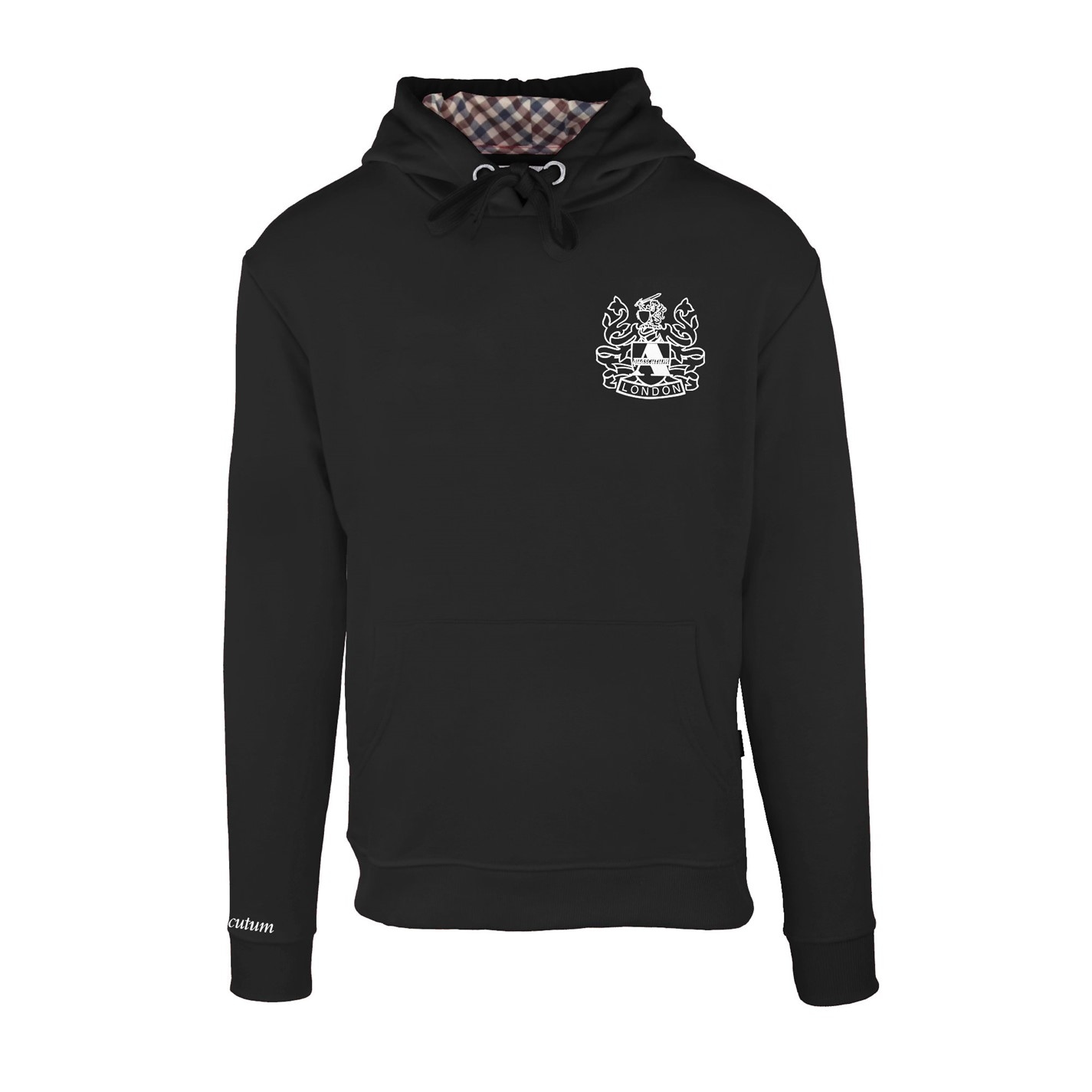 Mikina Aquascutum Black 3155128 Men's Hooded Sweat Pull Over Hoodie - 1