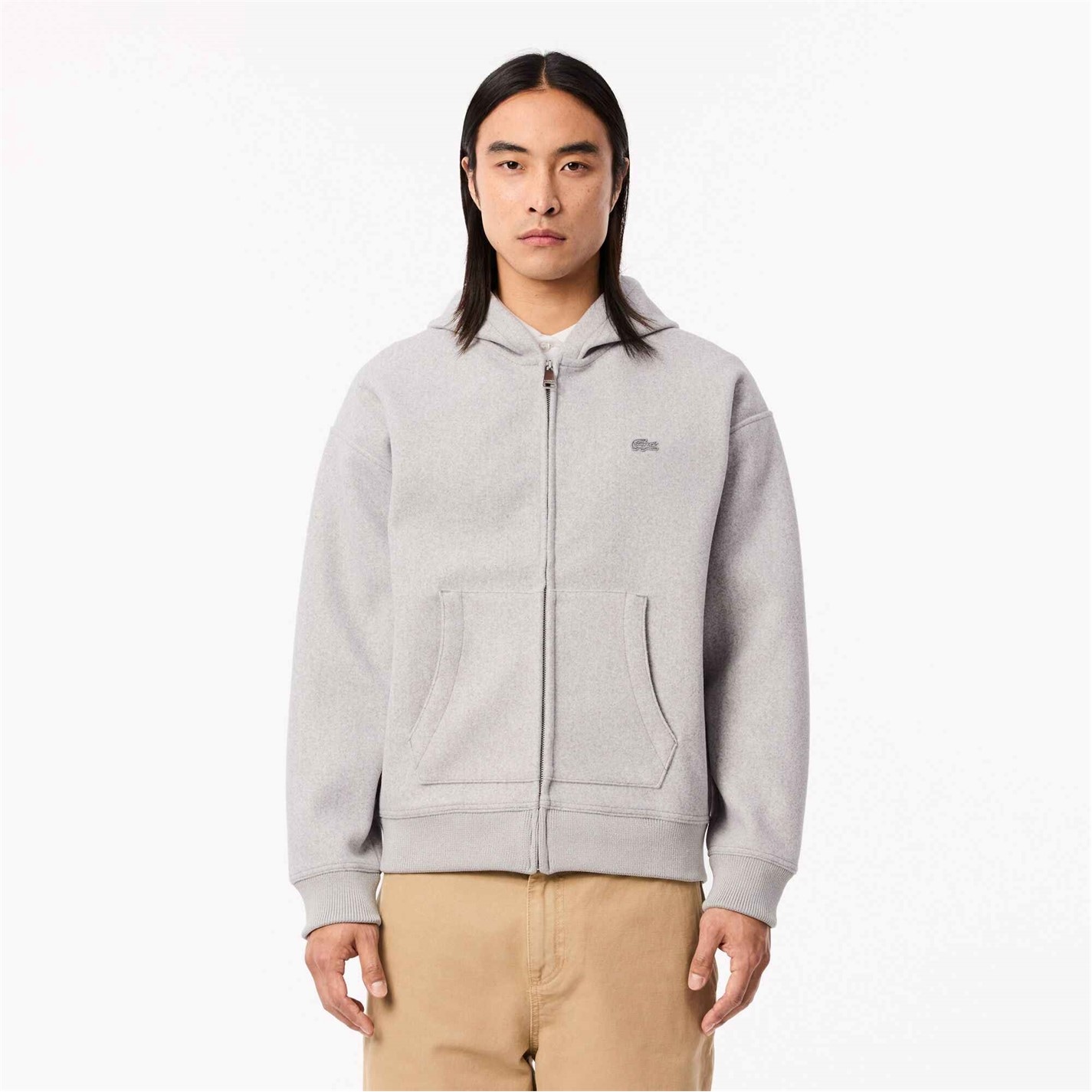 Mikina Lacoste Grey CCA 7199128 Men's Loose Fit Zip Hoodie - 1