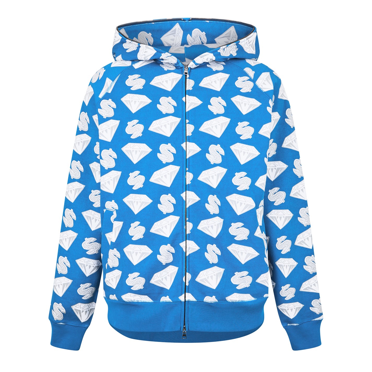 Mikina BILLIONAIRE BOYS CLUB Blue 5758131 Men's Diamonds and Dollars Pull Over Hoodie - 1