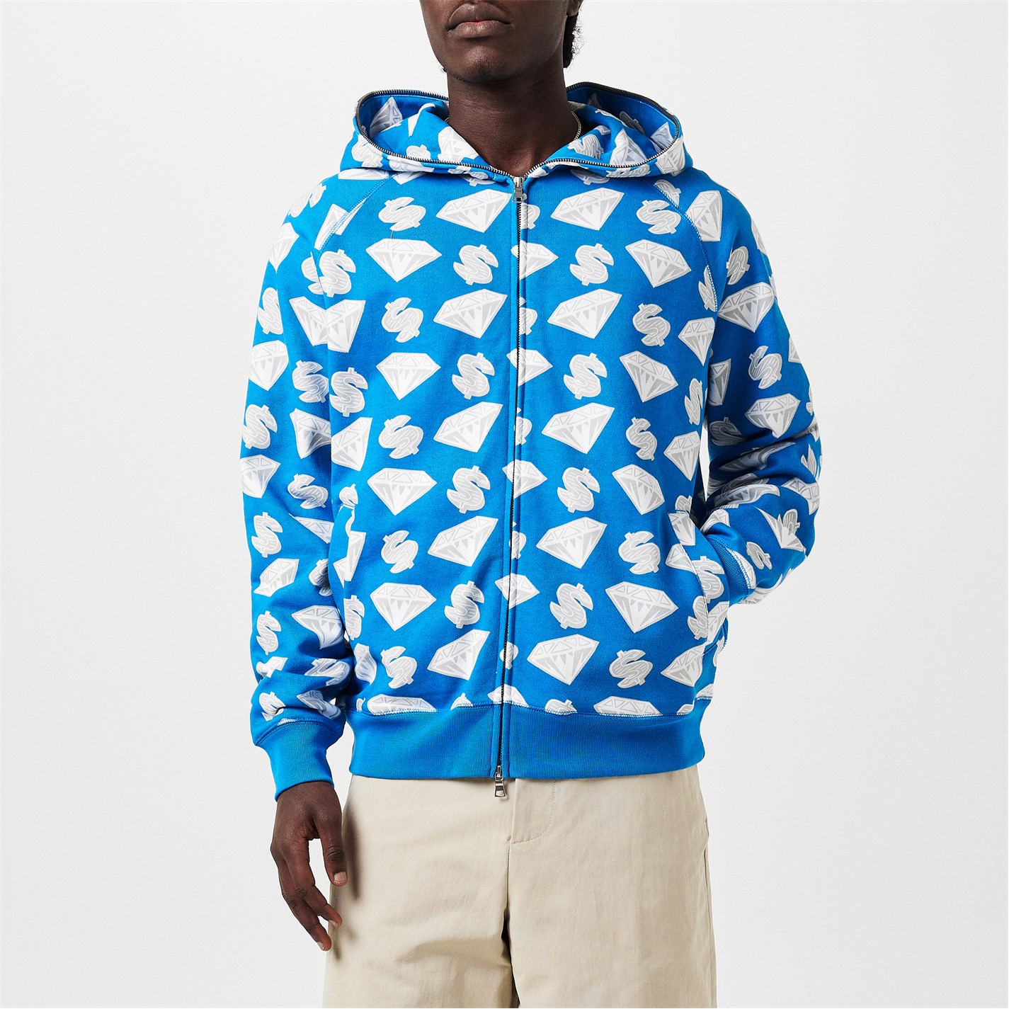 Mikina BILLIONAIRE BOYS CLUB Blue 5758131 Men's Diamonds and Dollars Pull Over Hoodie - 3