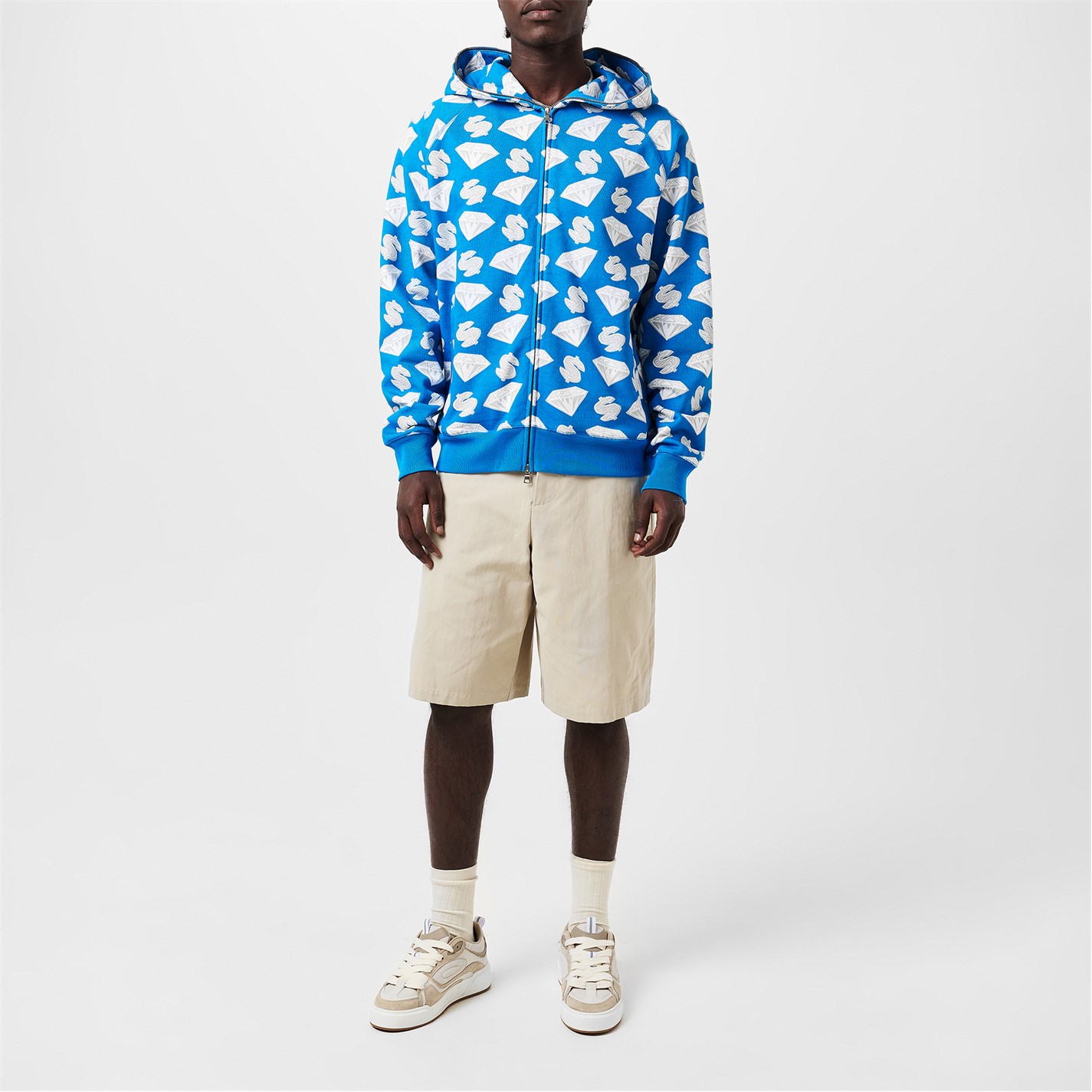 Mikina BILLIONAIRE BOYS CLUB Blue 5758131 Men's Diamonds and Dollars Pull Over Hoodie - 5