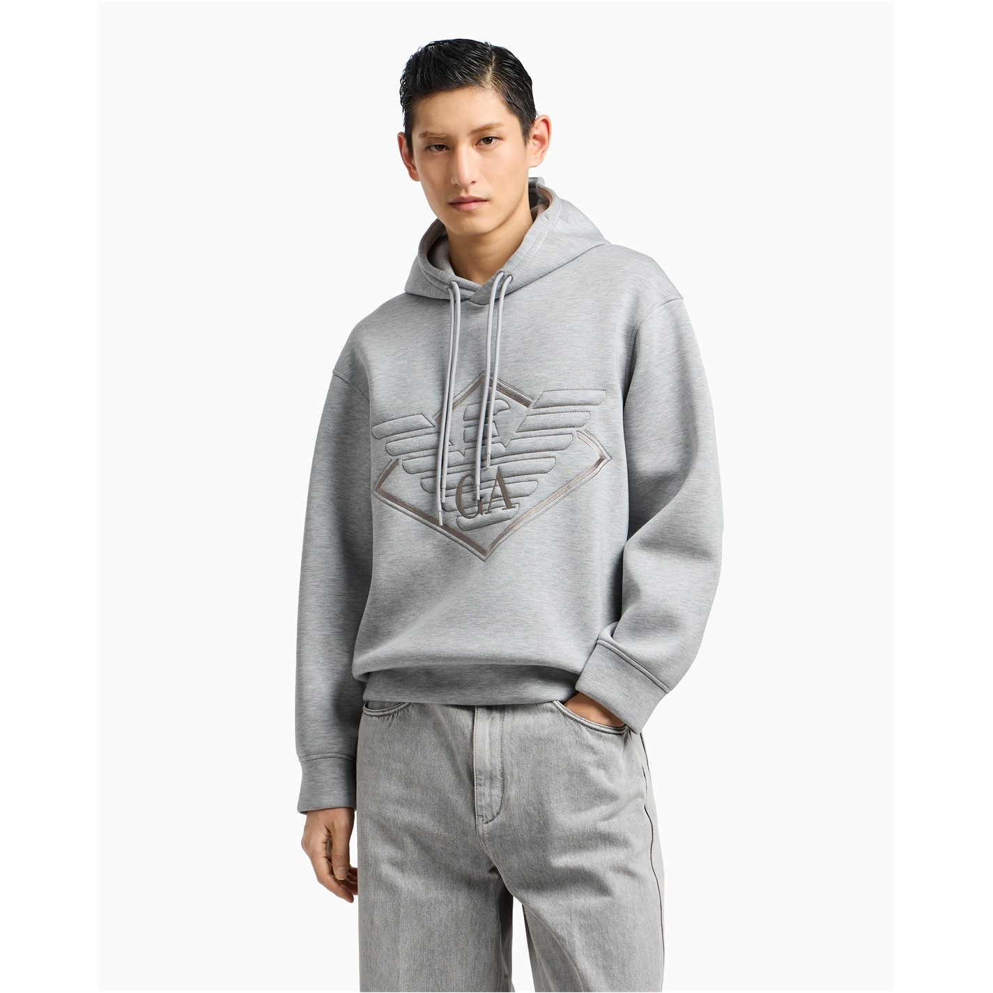 Mikina EMPORIO ARMANI Light Gry M0195 568852 Large Eagle Hoodie - 3