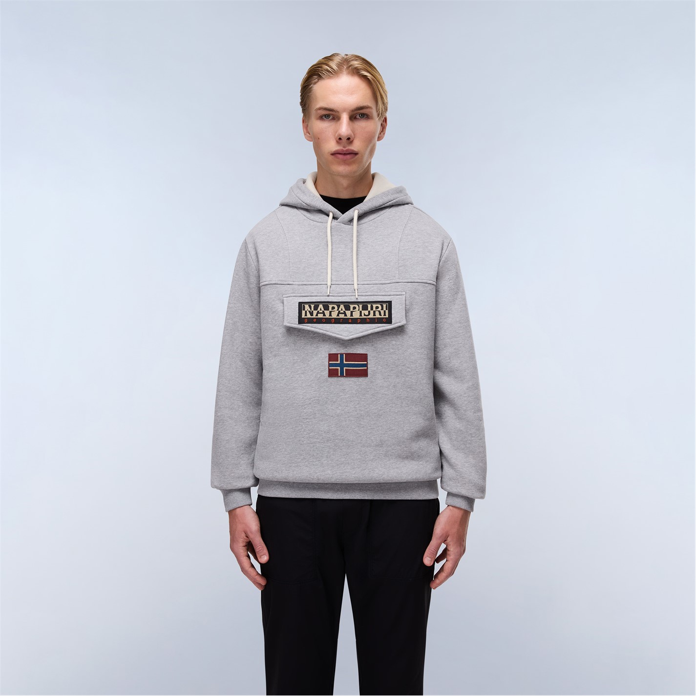Mikina Napapijri Med Grey Mel 9312132 Men's Napa Burgee Pull Over Hoodie - 3
