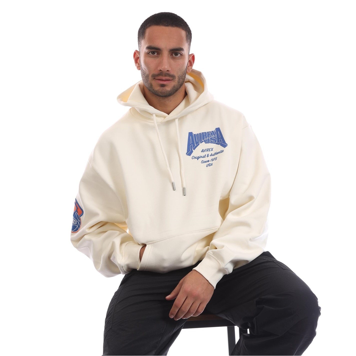 Mikina Avirex Ecru 8644787 Men's Oakland Pull Over Hoodie - 4