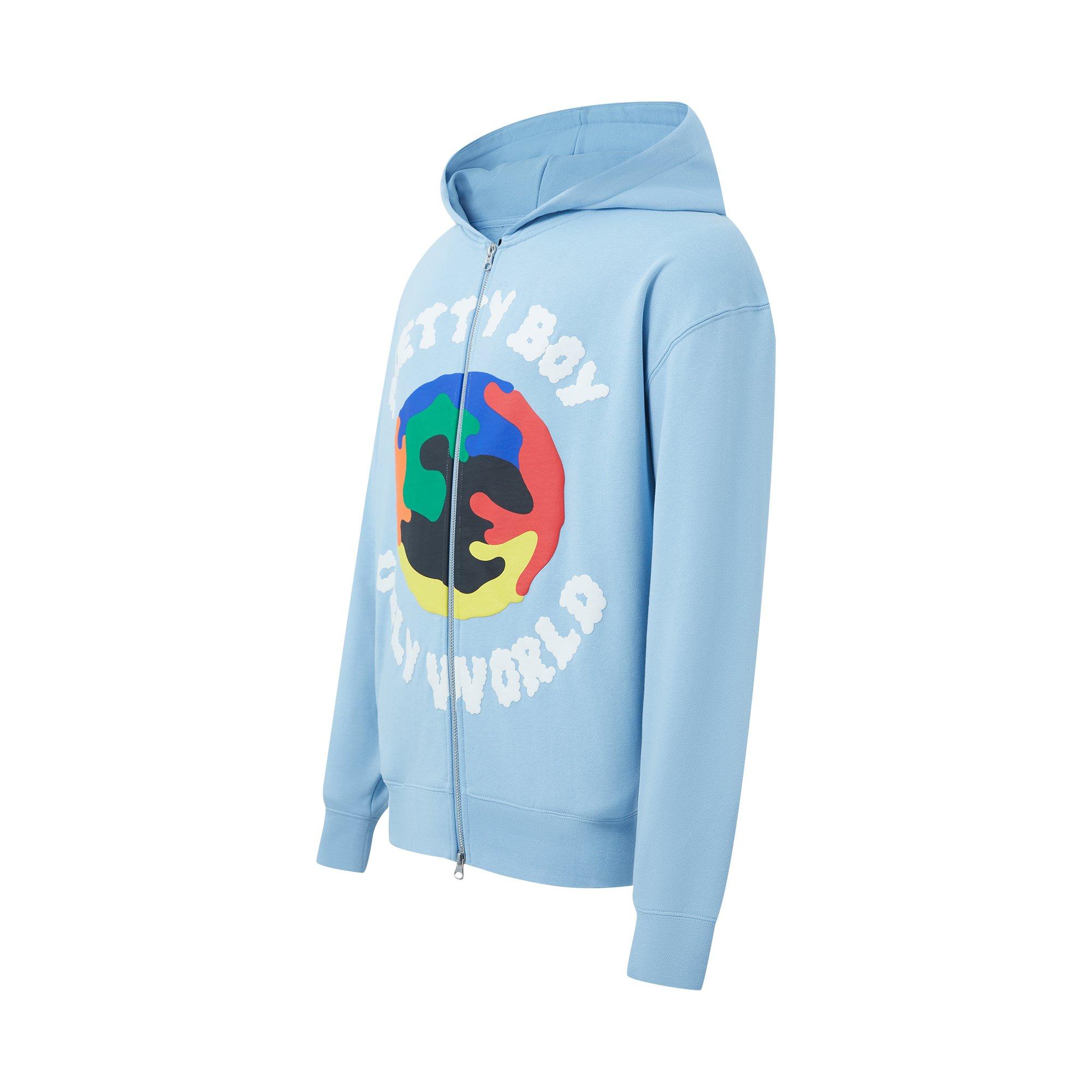 Mikina PRETTY BOY UGLY WORLD Pale Blue 3914670 The Pretty Boy Ugly World Cotton Long Sleeve Oversized Fit Zip Hoodie Mens - 1
