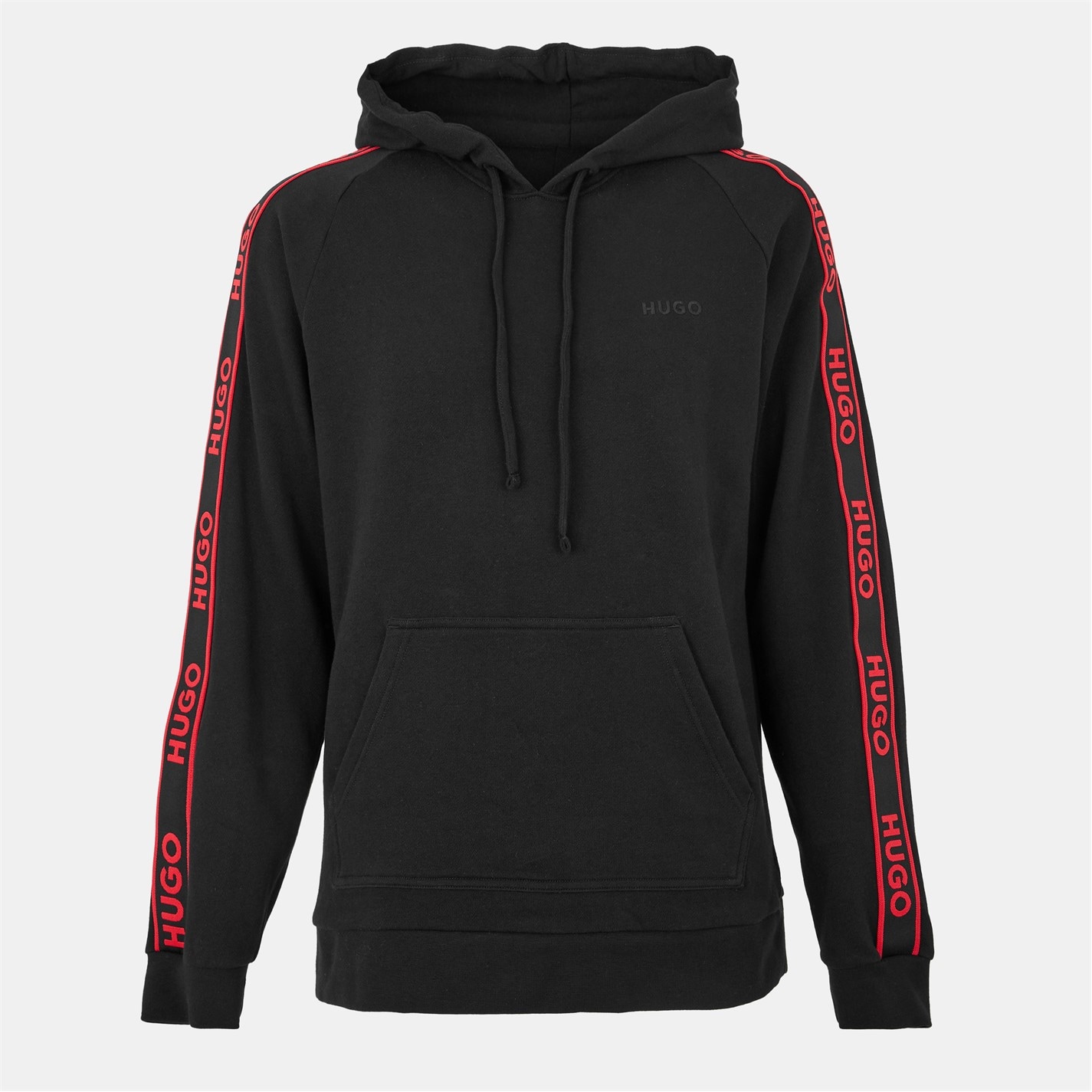 Mikina Hugo Black 3817252 Mens HUGO Bodywear Liam Soft Cotton Pullover Hoodie with Logo Tape Detail - Natural Fabric - 1