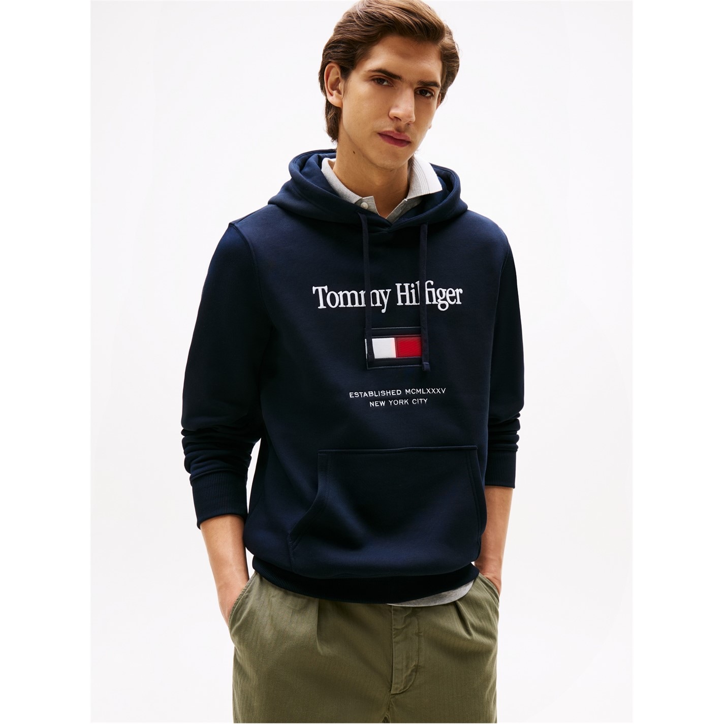 Mikina Tommy Hilfiger Desert Sky 592490 Men's Embro Flag Pull Over Hoodie - 2