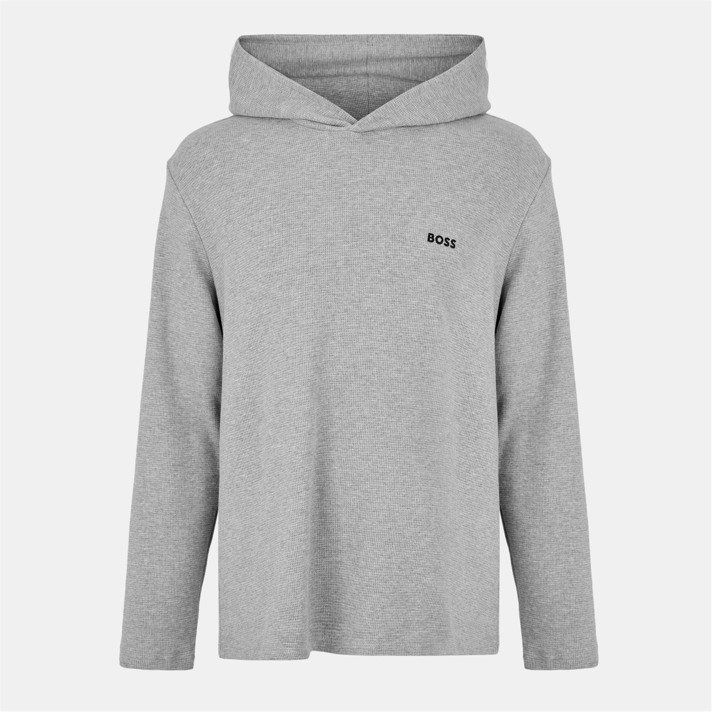 Mikina Boss Grey 7886049 Mens BOSS Bodywear Waffle Loungewear Hoodie with Logo Detail - 1