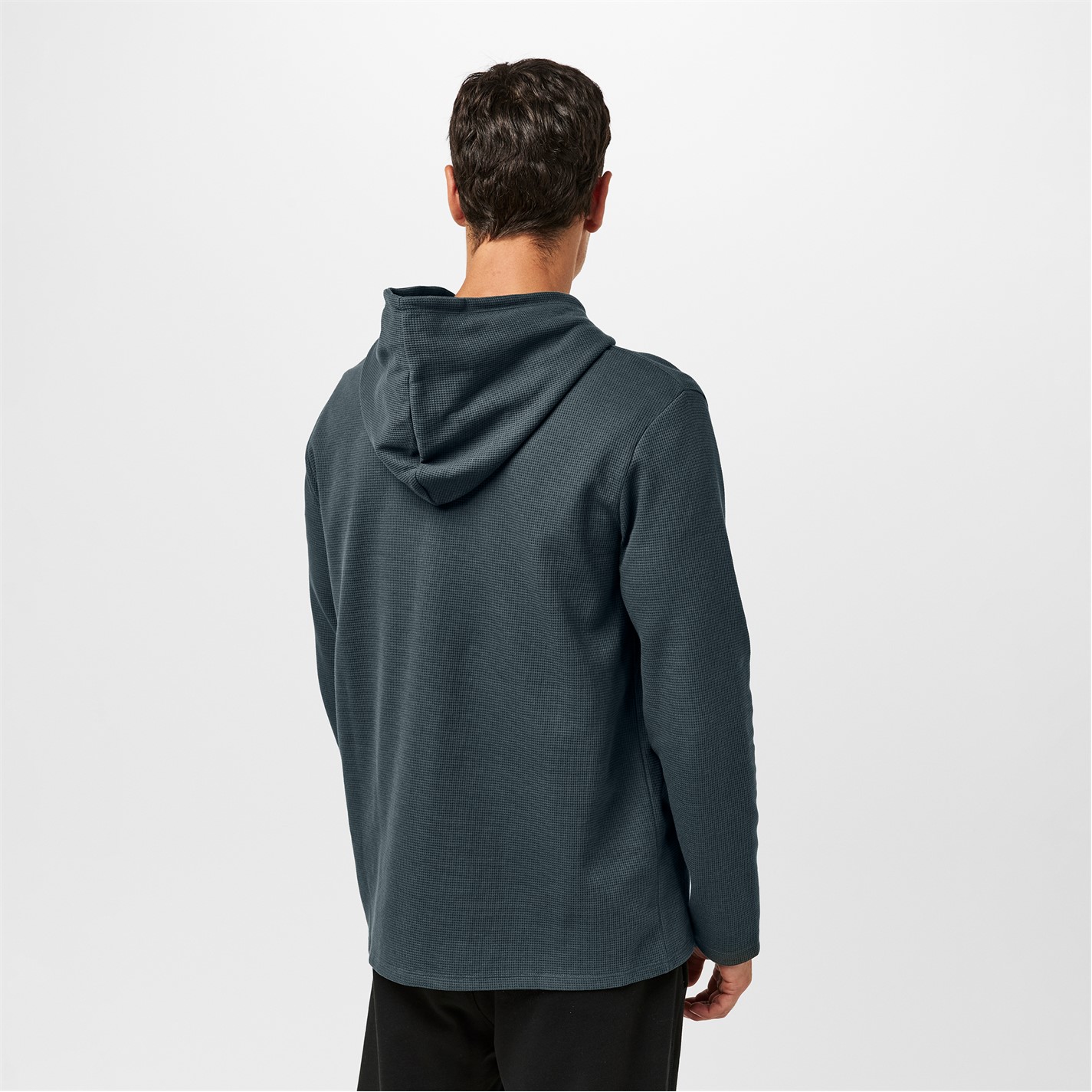Mikina Boss Open Green 345 1402375 Mens BOSS Bodywear Waffle Loungewear Hoodie with Logo Detail - 4