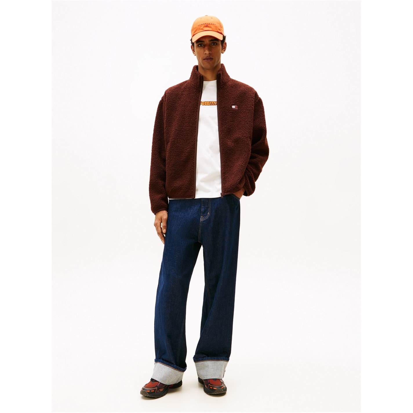 Mikina Tommy Jeans Rich Brown 4765862 Men's Full Zip Teddy Hoodie - 3