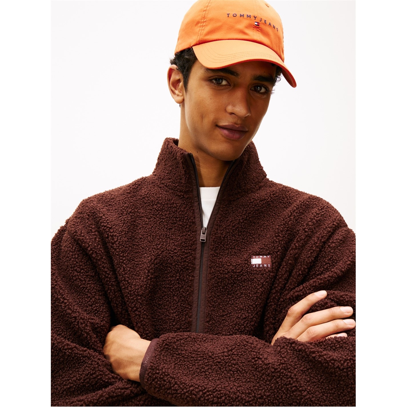 Mikina Tommy Jeans Rich Brown 4765862 Men's Full Zip Teddy Hoodie - 5