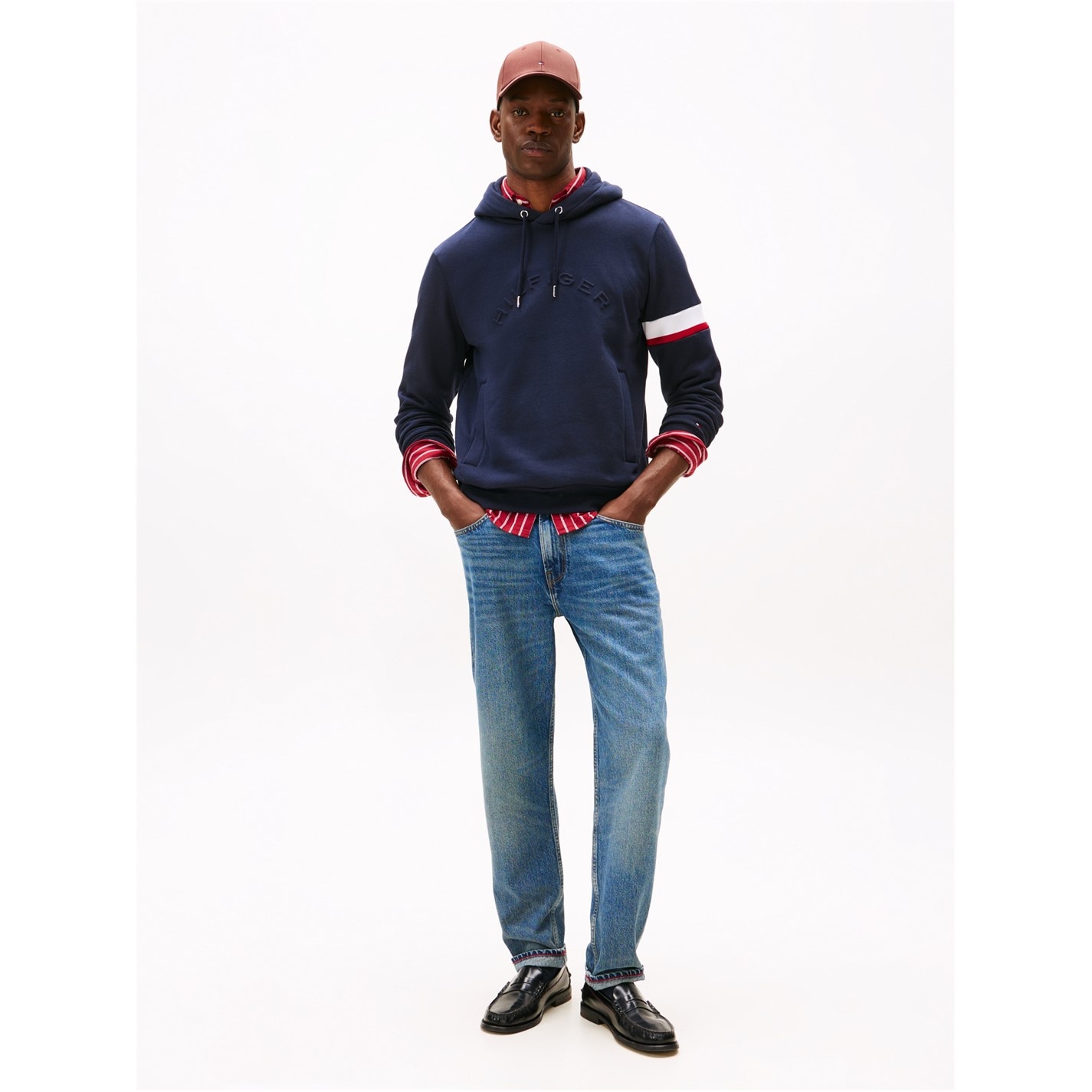 Mikina Tommy Hilfiger Desert Sky DW5 8441912 Men's Sleeve Tape Over-the-Head Hoodie - 3