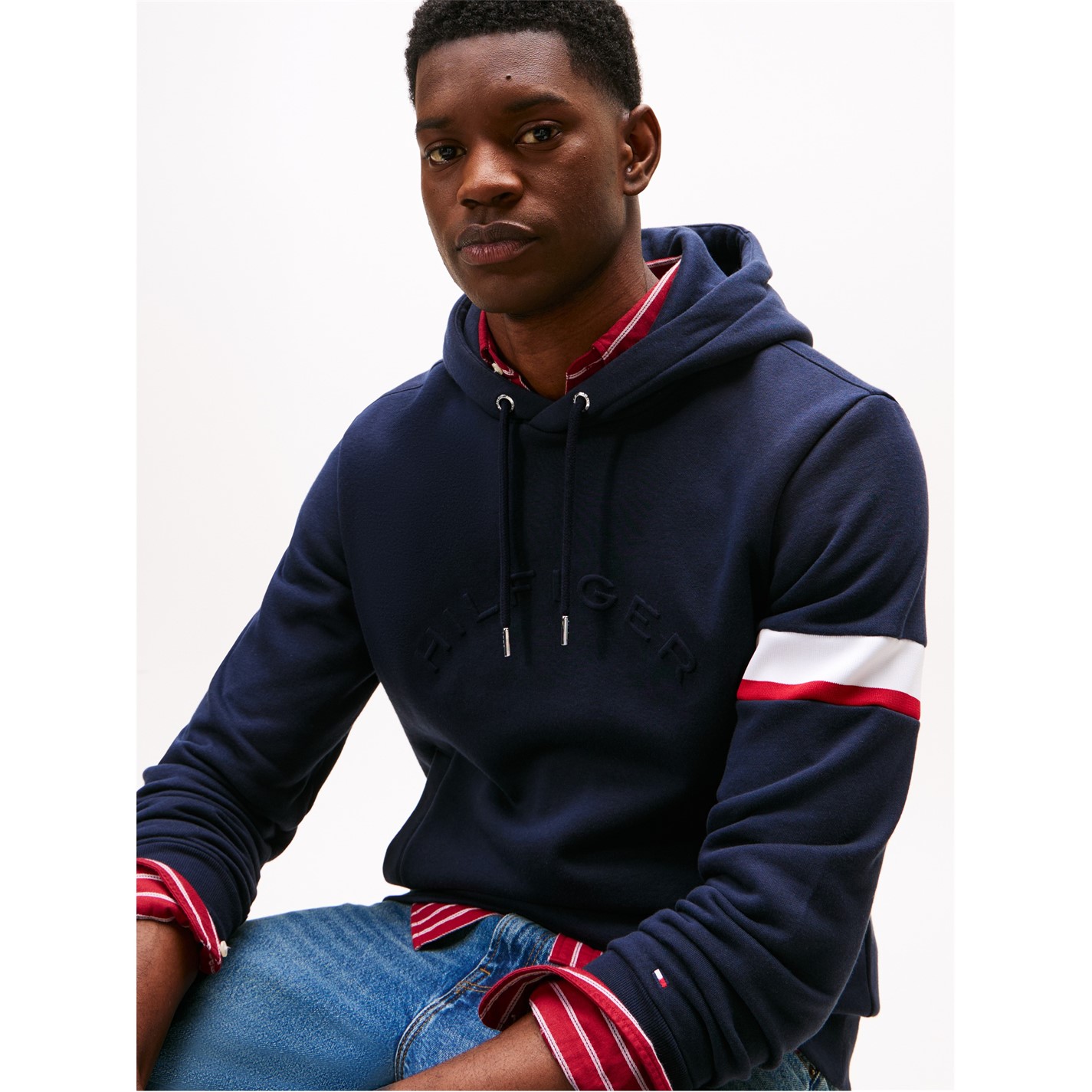 Mikina Tommy Hilfiger Desert Sky DW5 8441912 Men's Sleeve Tape Over-the-Head Hoodie - 5