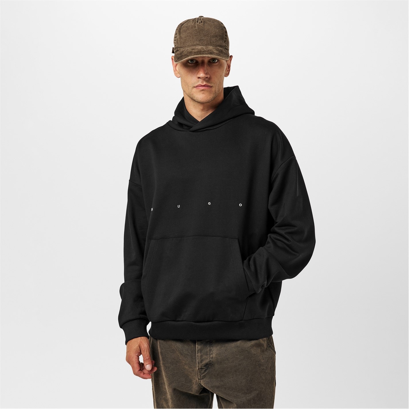 Mikina Hugo Black 001 3501956 Men's Red Cotton Pull Over Hoodie - 3