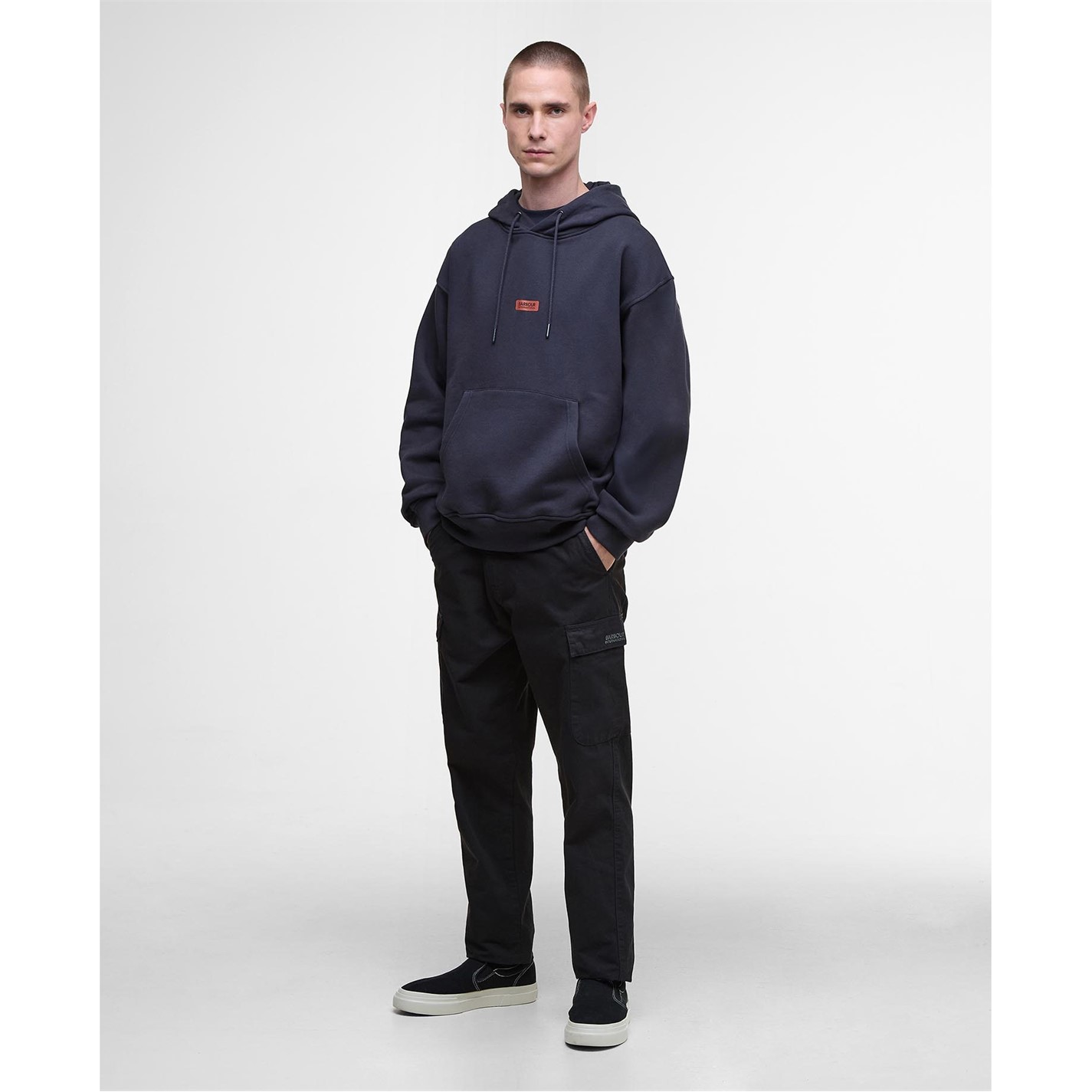 Mikina Barbour International Dark Navy 7777216 Lever Graphic Hoodie - 6