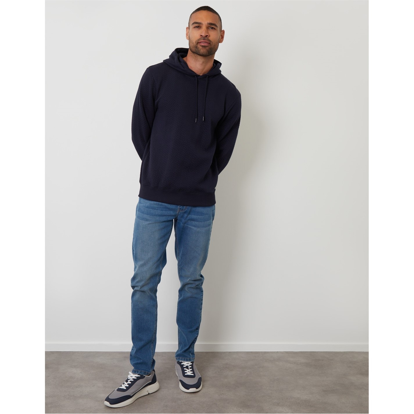 Mikina Threadbare Navy 3668354 Men's Delta Pull Over Hoodie - 2