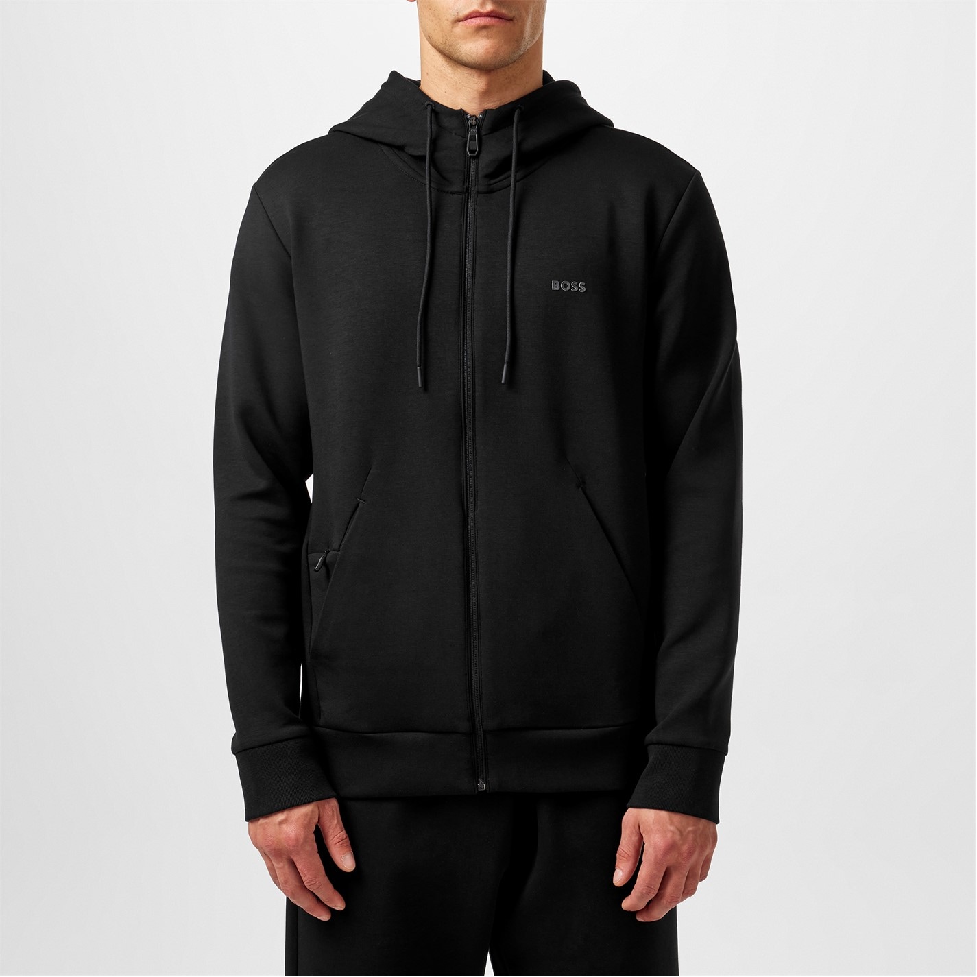 Mikina Boss Black 001 535351 Mens BOSS GREEN Full-Zip Hoodie with Adjustable Drawstring Hood - Streamlined Design - 1