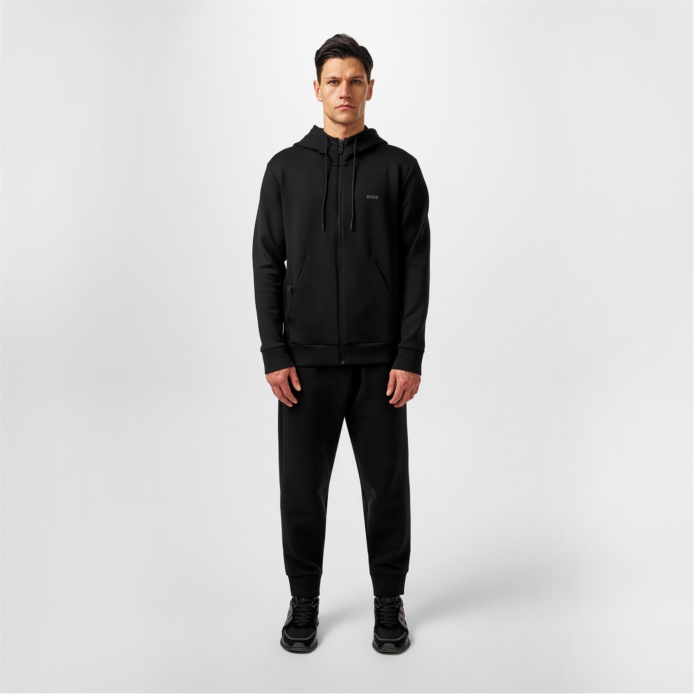 Mikina Boss Black 001 535351 Mens BOSS GREEN Full-Zip Hoodie with Adjustable Drawstring Hood - Streamlined Design - 4