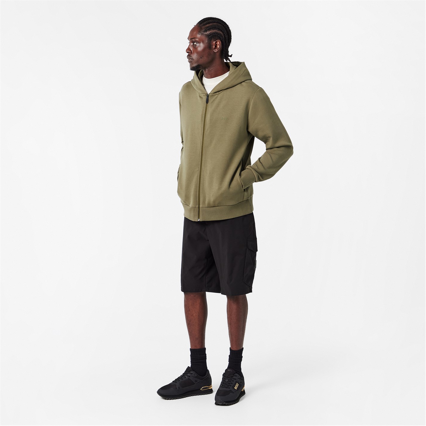 Mikina Boss Dark Beige 257 5882216 Mens BOSS GREEN Full-Zip Hoodie with Adjustable Drawstring Hood - Streamlined Design - 6