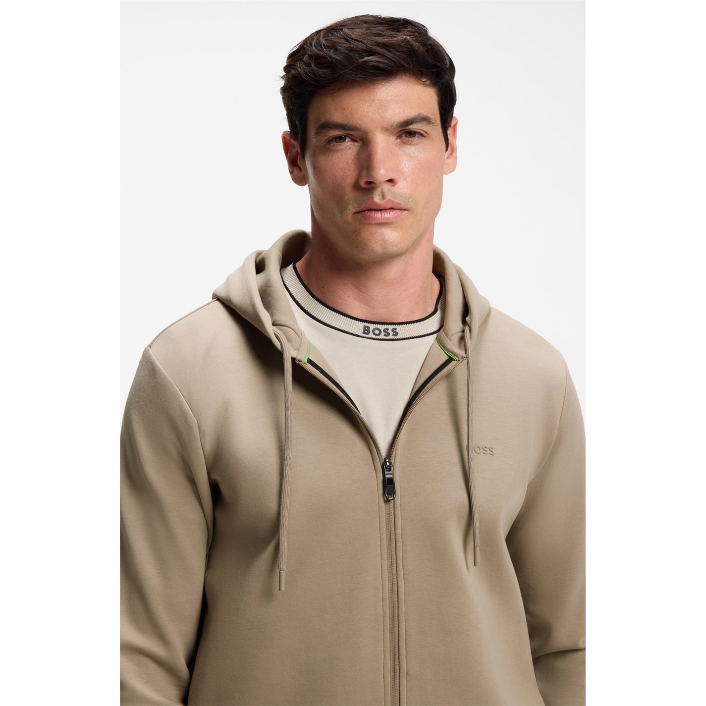 Mikina Boss Brown 334 4502055 Mens BOSS GREEN Full-Zip Hoodie with Adjustable Drawstring Hood - Streamlined Design - 4