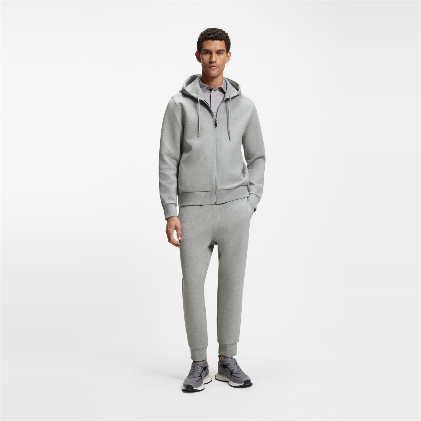 Mikina Boss Silver 503105 Mens BOSS GREEN Full-Zip Hoodie with Adjustable Drawstring Hood - Streamlined Design - 5