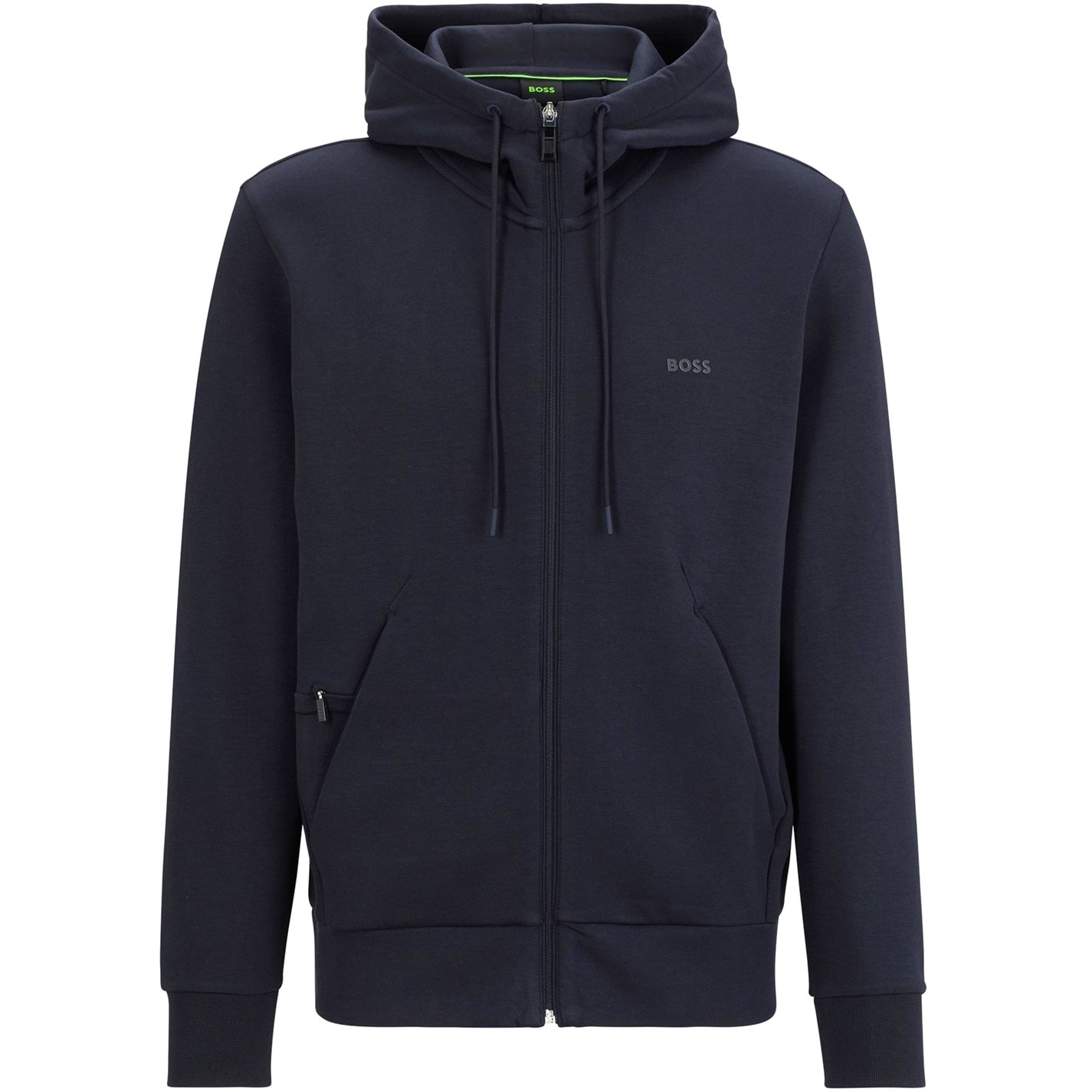 Mikina Boss Navy 402 3203036 Mens BOSS GREEN Full-Zip Hoodie with Adjustable Drawstring Hood - Streamlined Design - 5