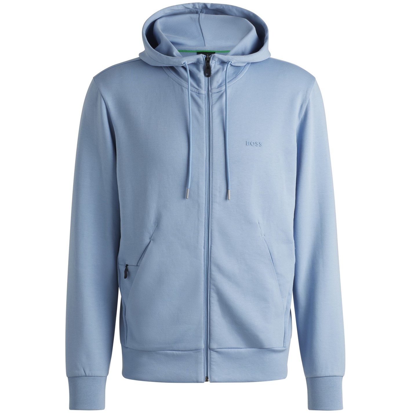 Mikina Boss Open Blue 498 4337932 Mens BOSS GREEN Full-Zip Hoodie with Adjustable Drawstring Hood - Streamlined Design - 5