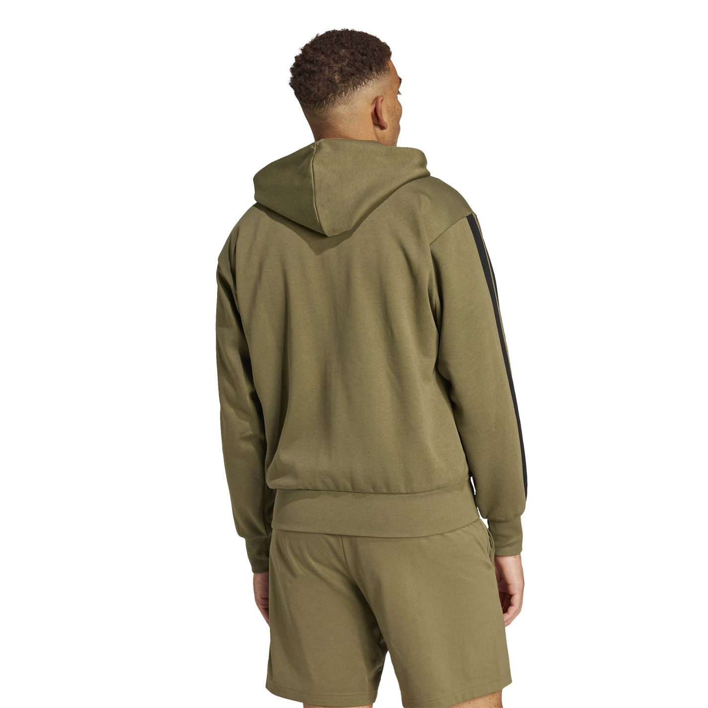 Mikina adidas Olive Strata 6381273 Essentials Fleece 3-Stripes Full-Zip Hoodie Mens - 3