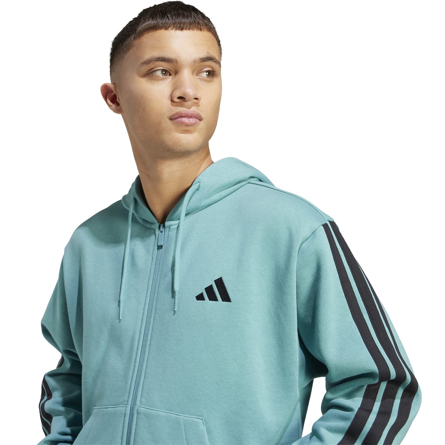 Mikina adidas Powder Teal 2029921 Essentials Fleece 3-Stripes Full-Zip Hoodie Mens - 5