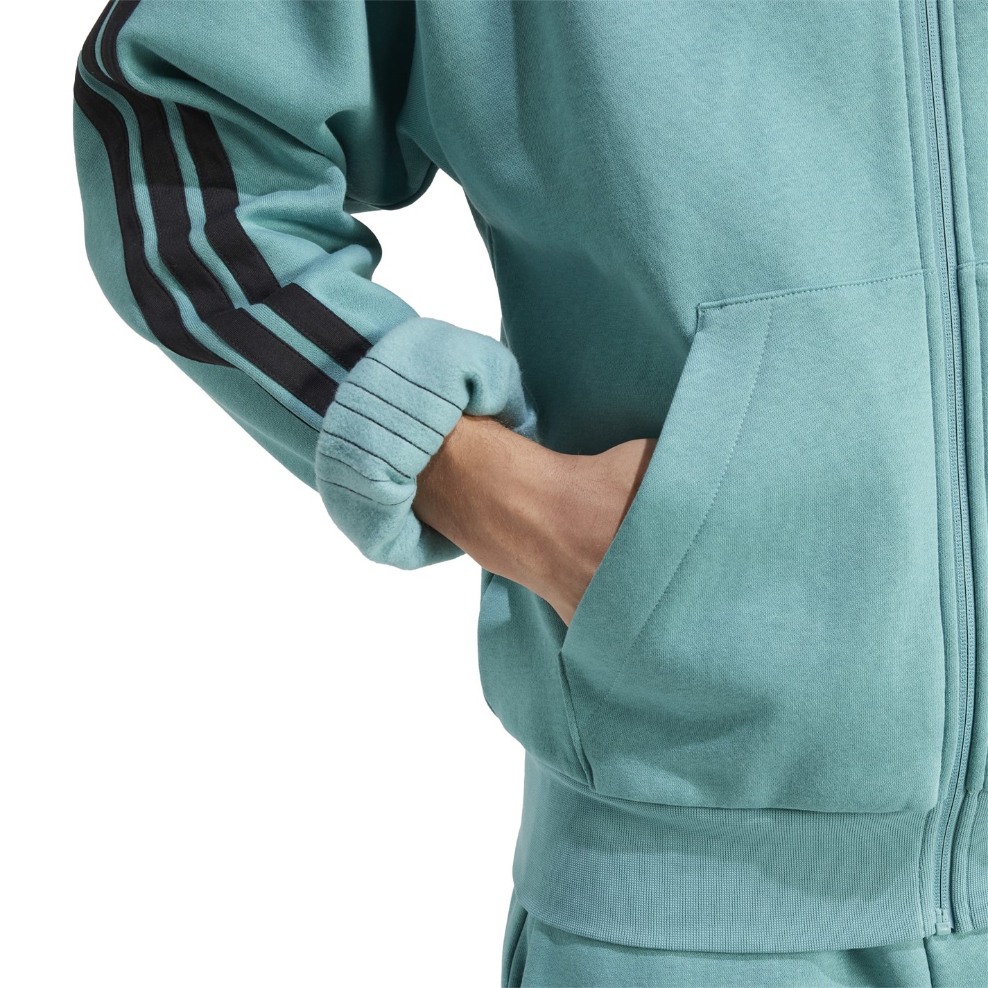 Mikina adidas Powder Teal 2029921 Essentials Fleece 3-Stripes Full-Zip Hoodie Mens - 6