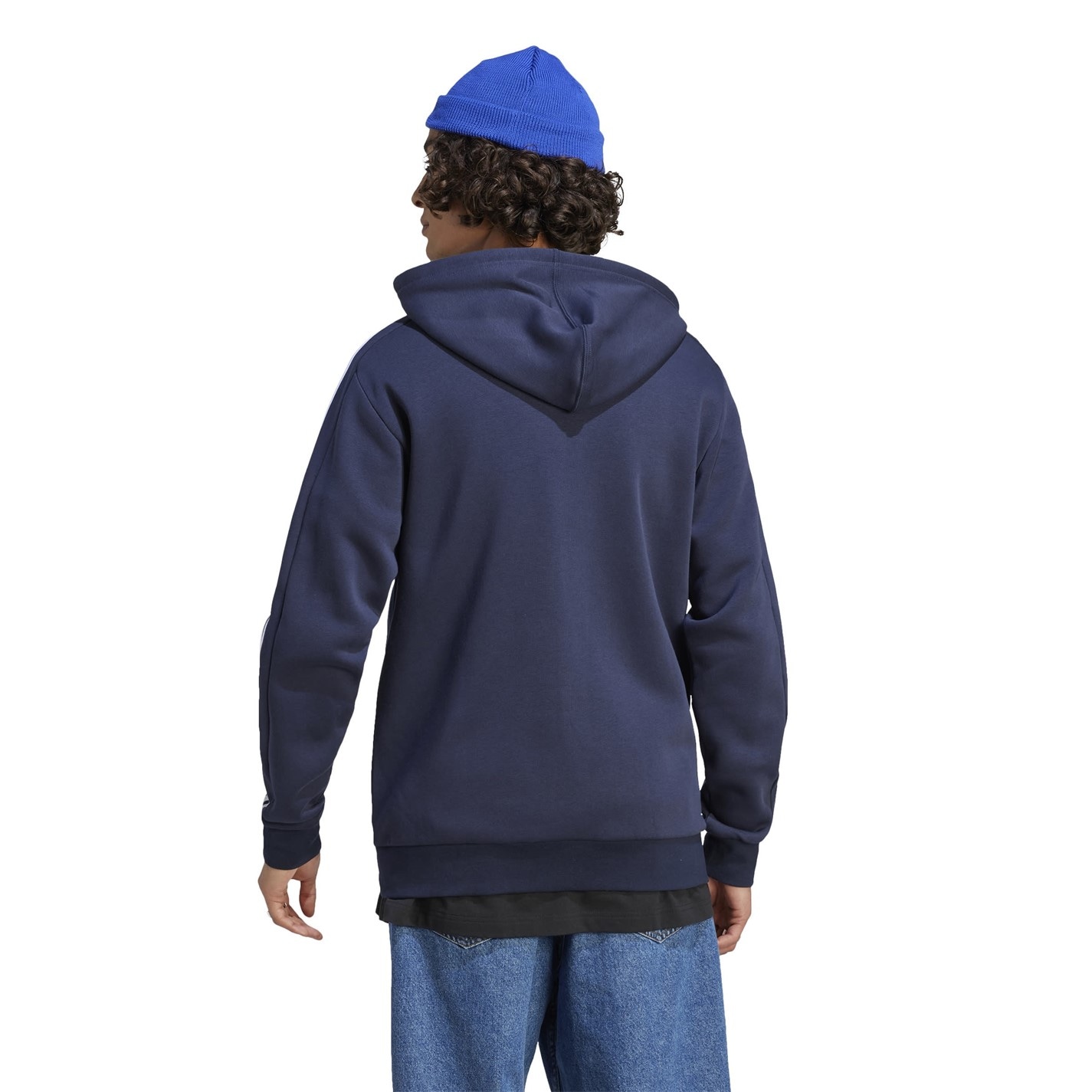Mikina adidas Navy 1824712 Essentials Fleece 3-Stripes Full-Zip Hoodie Mens - 3