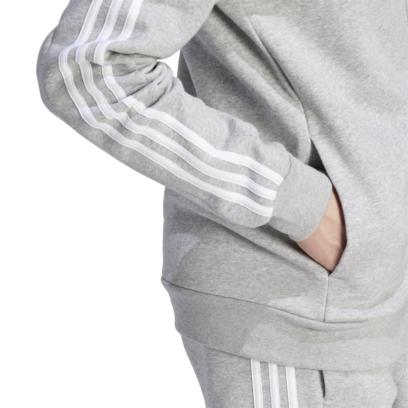 Mikina adidas Med Grey 5242217 Essentials Fleece 3-Stripes Full-Zip Hoodie Mens - 6