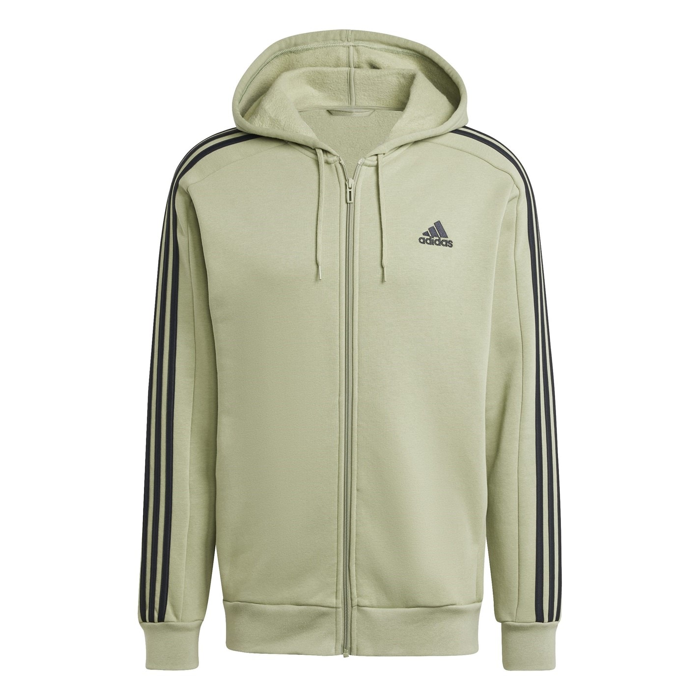 Mikina adidas Tent Green 6854102 Essentials Fleece 3-Stripes Full-Zip Hoodie Mens - 1