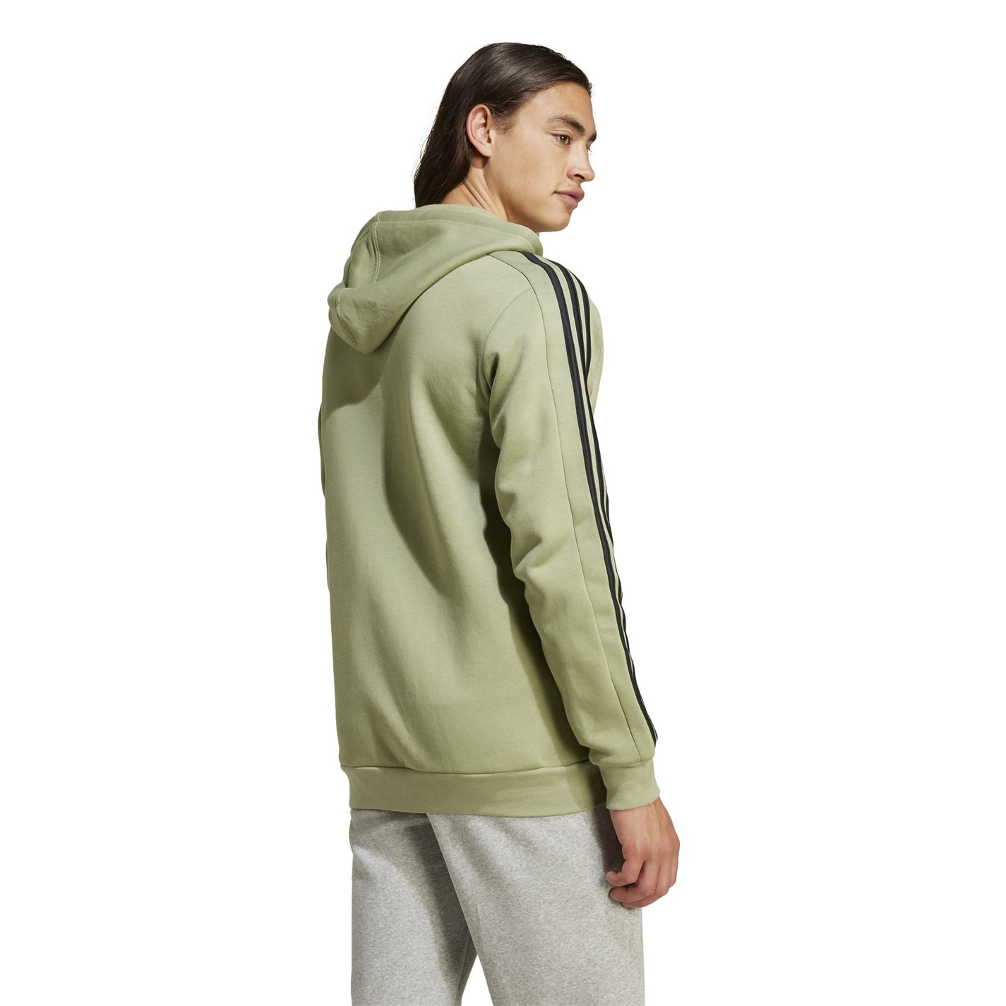 Mikina adidas Tent Green 6854102 Essentials Fleece 3-Stripes Full-Zip Hoodie Mens - 3