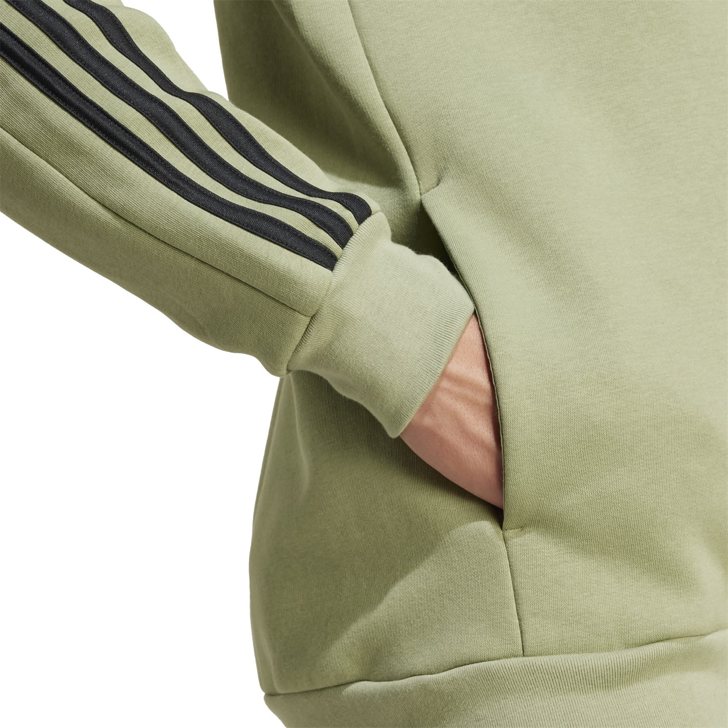 Mikina adidas Tent Green 6854102 Essentials Fleece 3-Stripes Full-Zip Hoodie Mens - 6