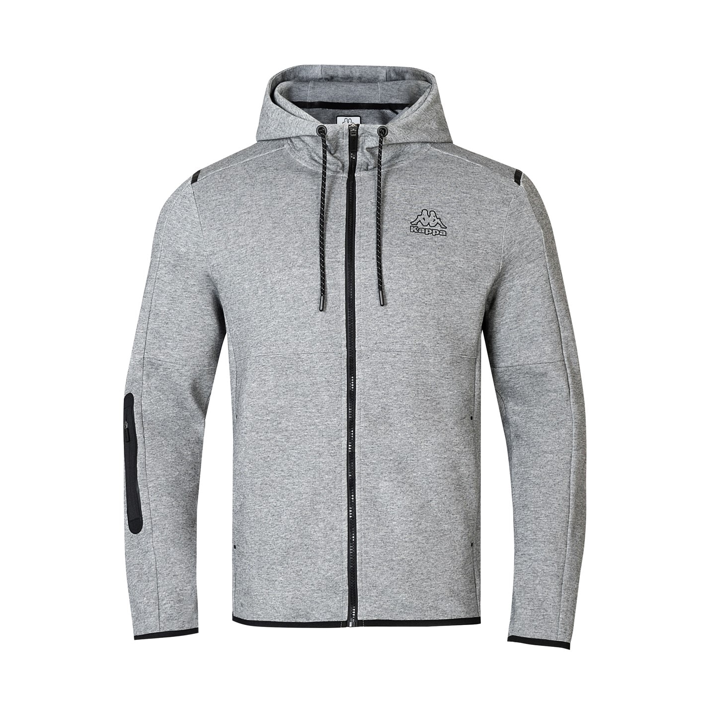 Mikina Kappa Grey Marl 7483531 Tech FL Full Zip Mens Hoody - 1