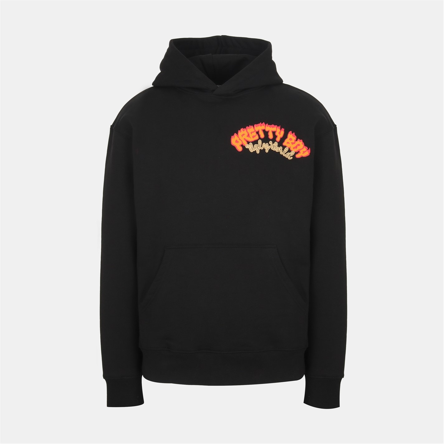 Mikina PRETTY BOY UGLY WORLD Black 3400374 Men's Fire Cotton Long Sleeve Oversized Fit Hoodie - 1