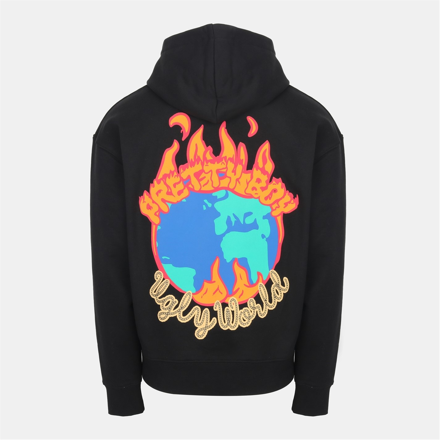 Mikina PRETTY BOY UGLY WORLD Black 3400374 Men's Fire Cotton Long Sleeve Oversized Fit Hoodie - 2