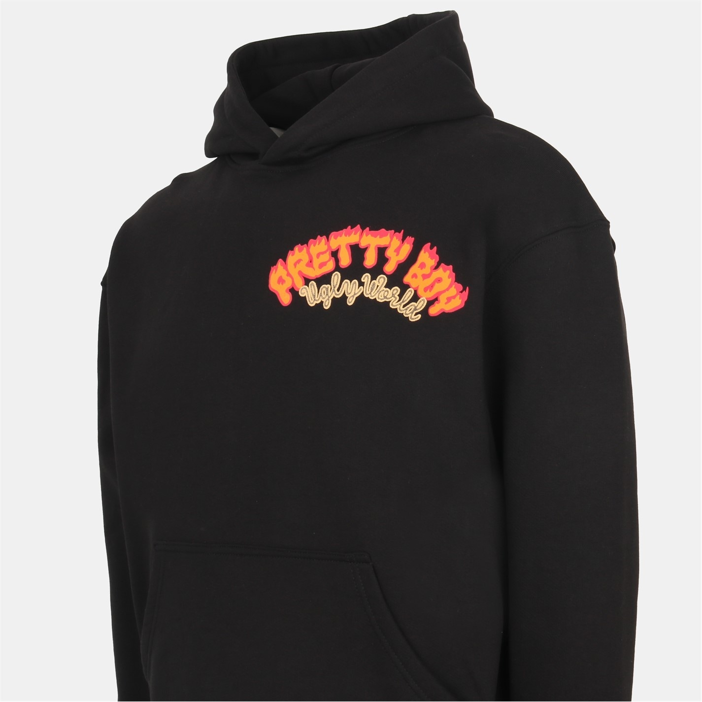 Mikina PRETTY BOY UGLY WORLD Black 3400374 Men's Fire Cotton Long Sleeve Oversized Fit Hoodie - 3