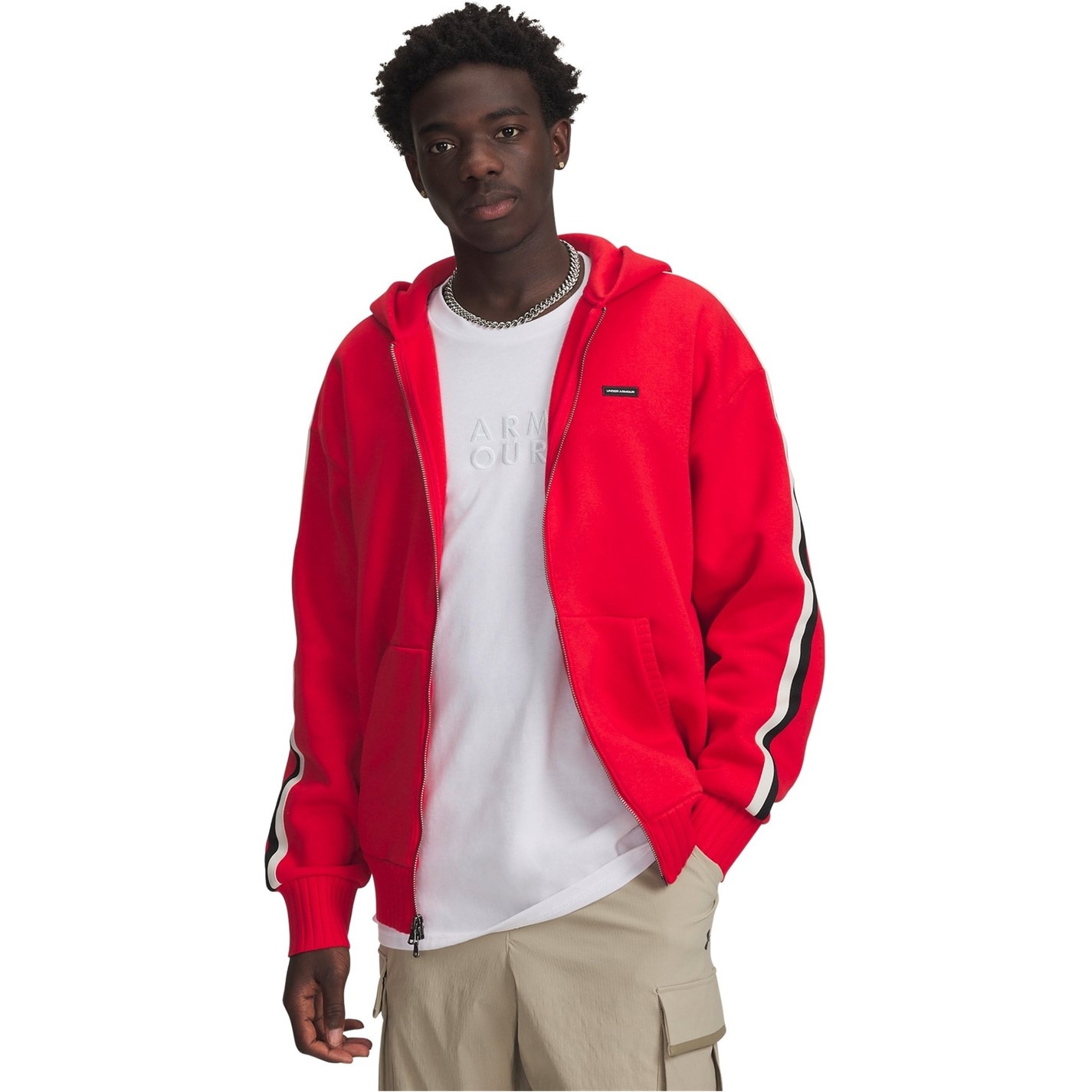 Mikina Under Armour Red 8897413 Men's Icon Heavy Rib Full Zip Hoodie - 1