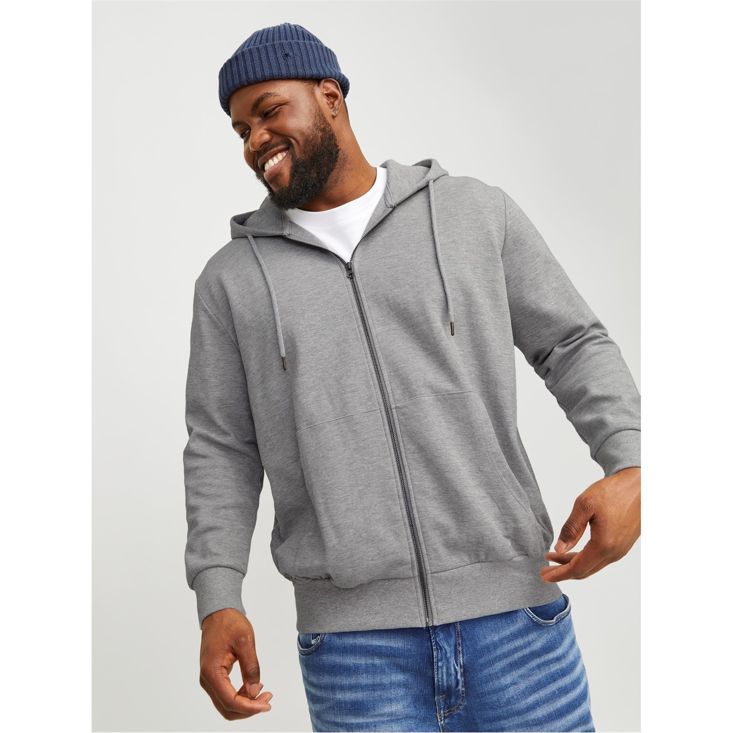 Mikina Jack and Jones Grey Melange 7167342 Men's Zip Sweatshirt Hoodie - 1