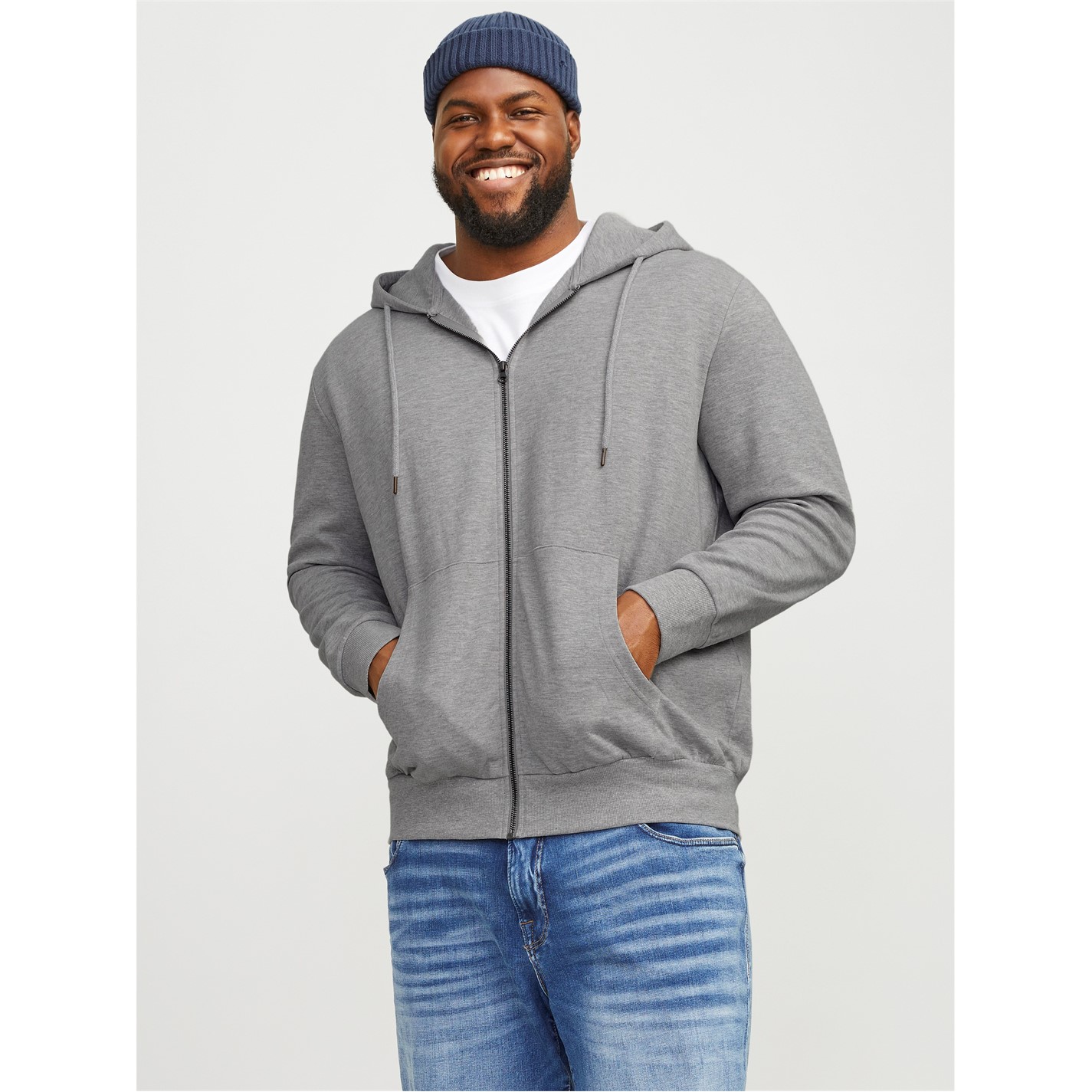 Mikina Jack and Jones Grey Melange 7167342 Men's Zip Sweatshirt Hoodie - 2